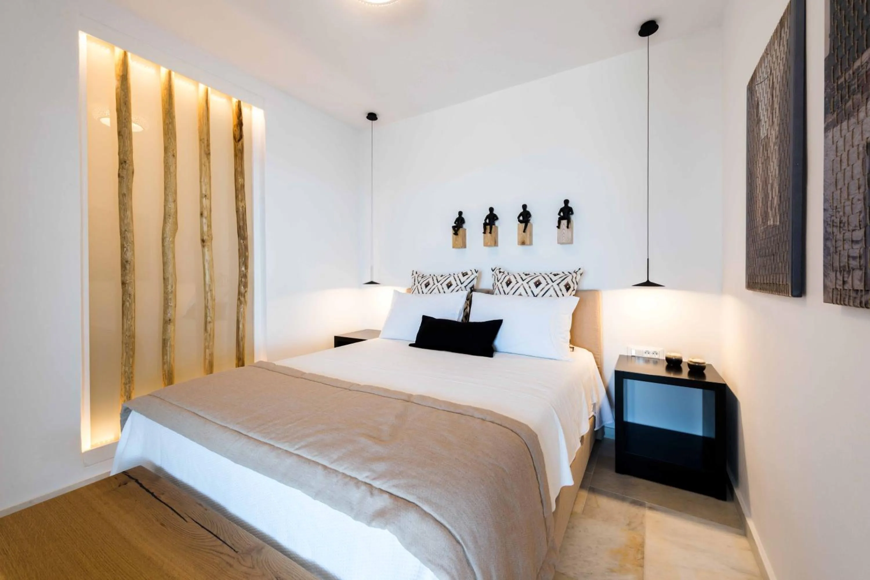 Bed in VATHI BLEU PRIVATE VILLAS