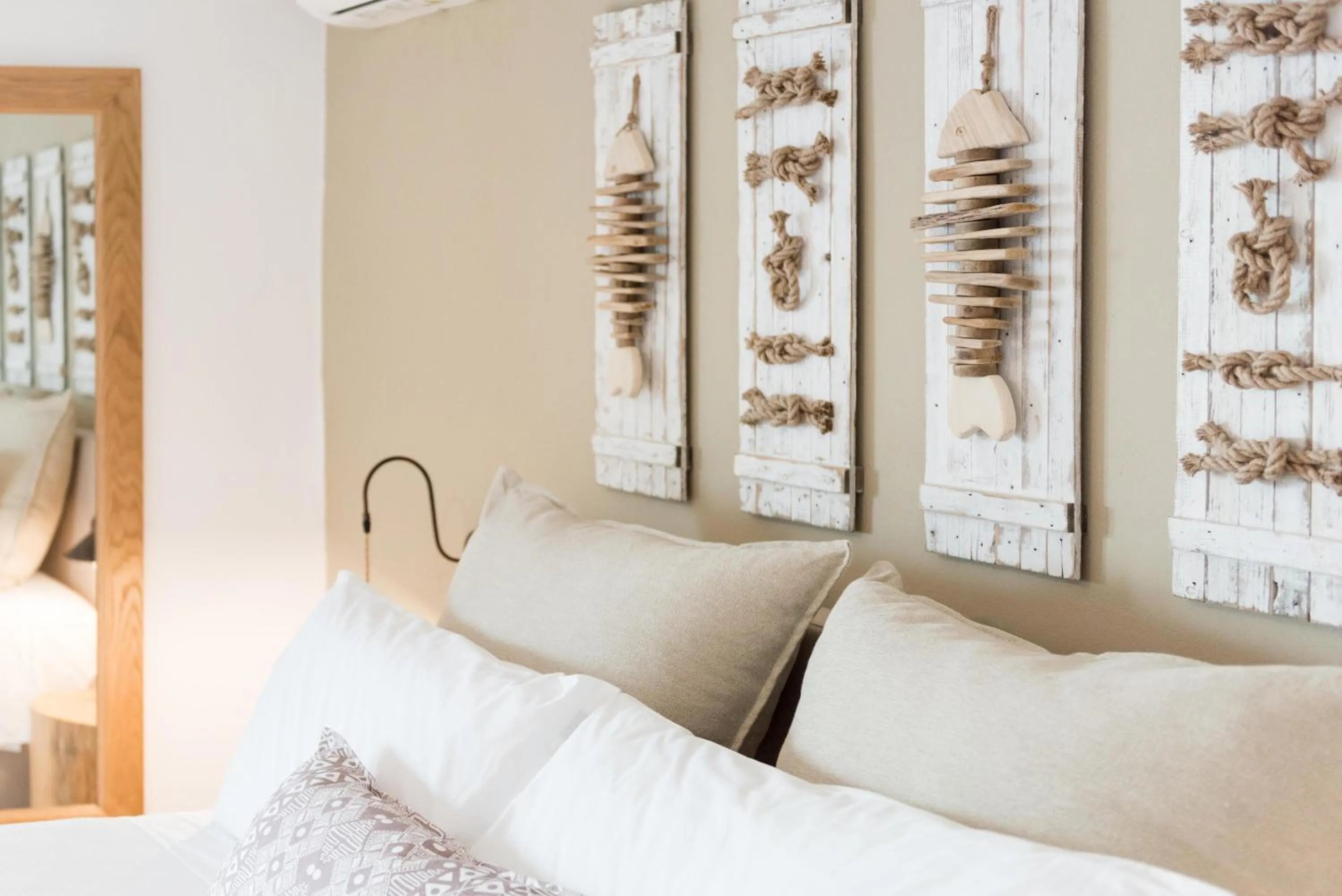 Bed in VATHI BLEU PRIVATE VILLAS