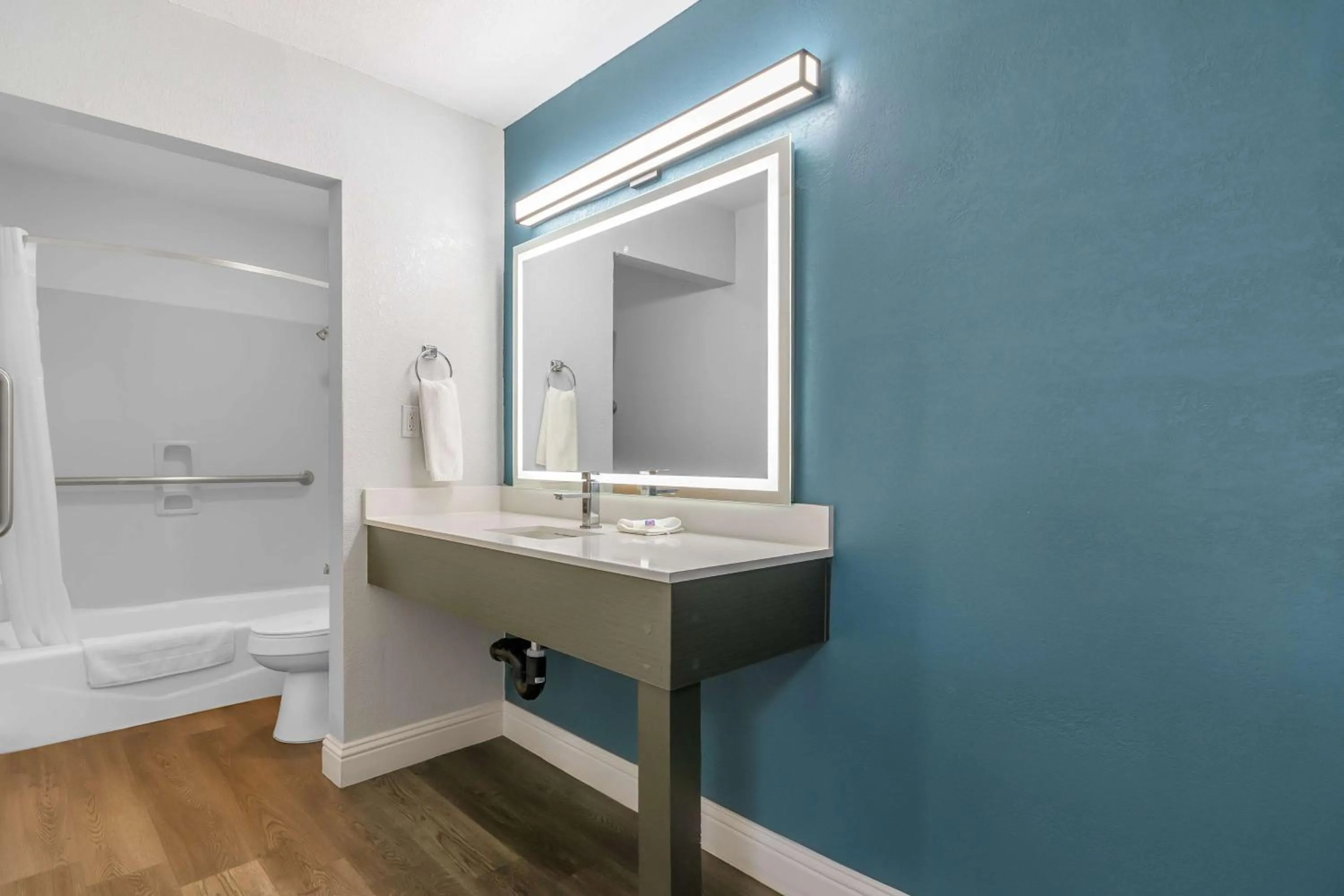 Bathroom in Studio 6 Suites Madera, CA Yosemite