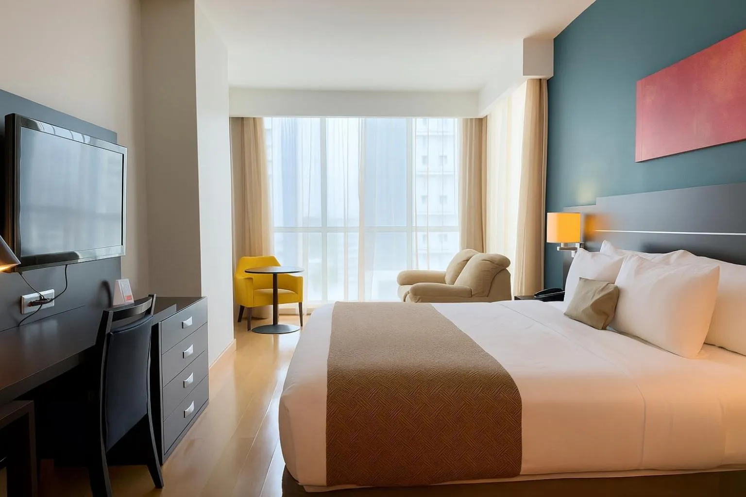 View (from property/room), Bed in Tryp by Wyndham Panama Centro