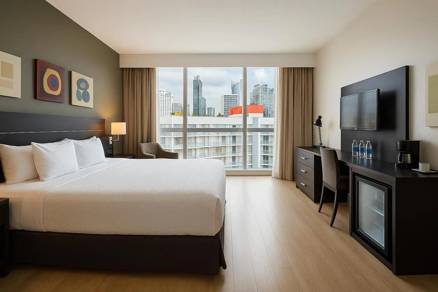 View (from property/room), Bed in Tryp by Wyndham Panama Centro
