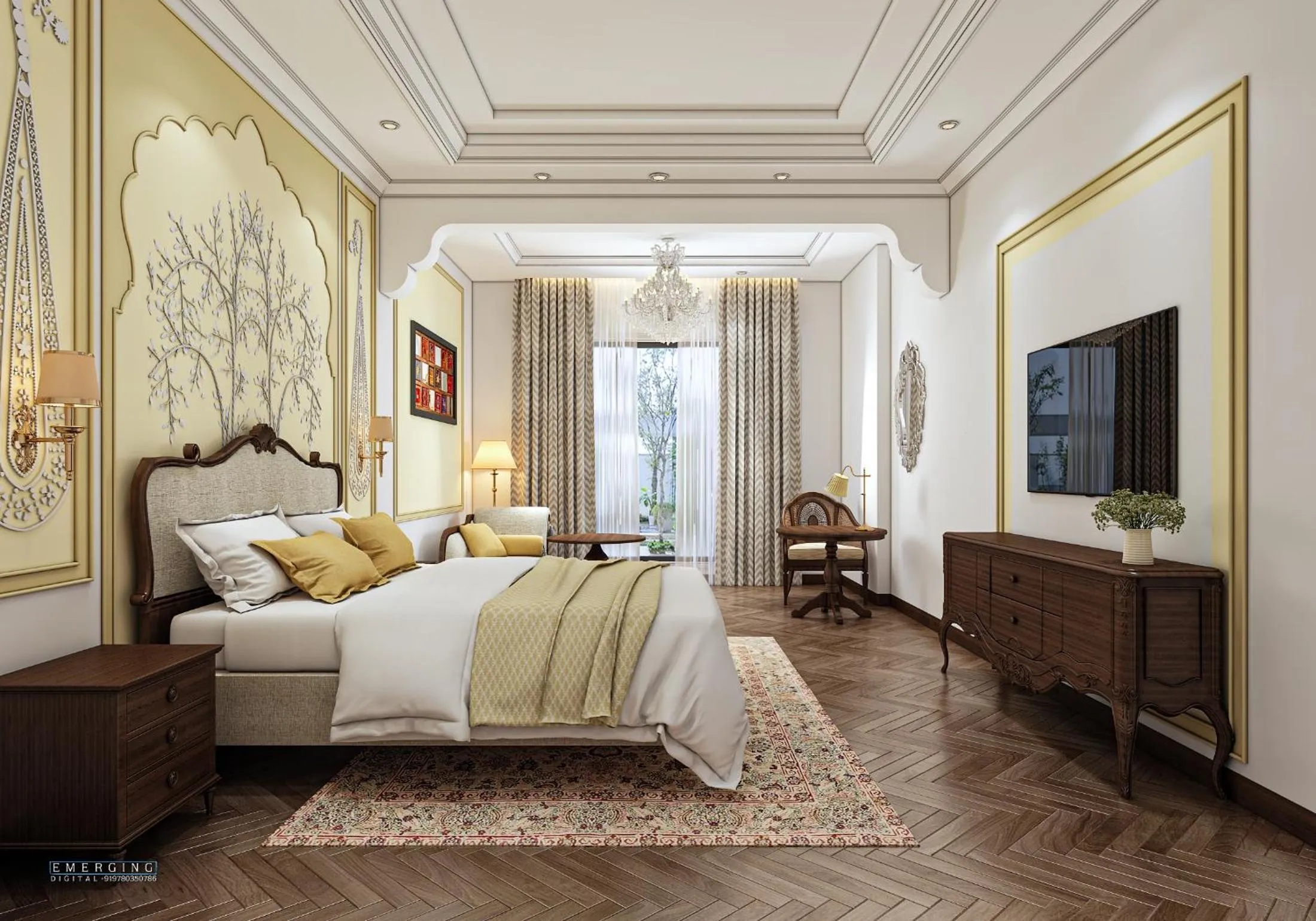 Bed in Noormahal Palace Hotel