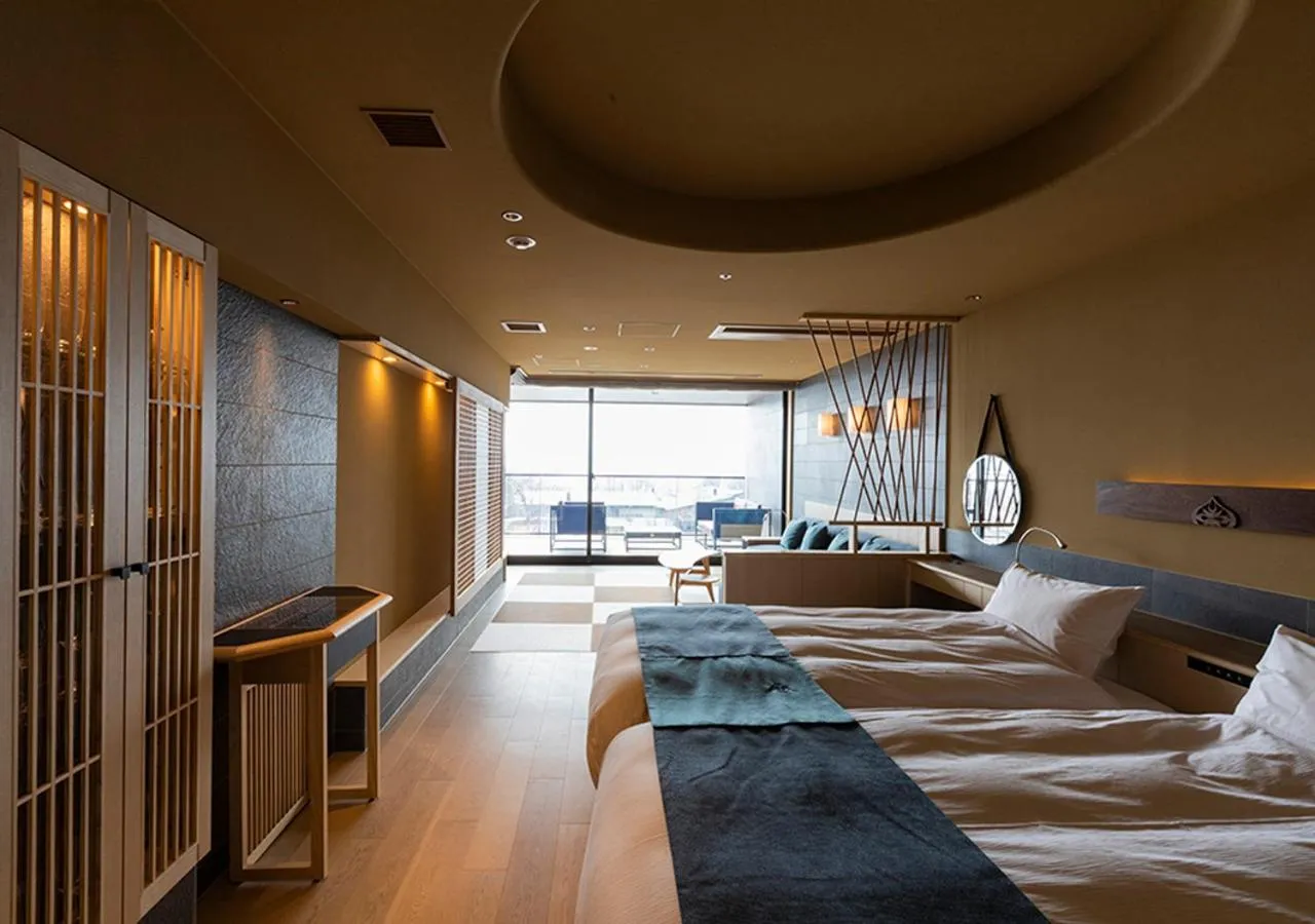 Photo of the whole room, Bed in Lake Shikotsu Tsuruga Bessou AO no ZA
