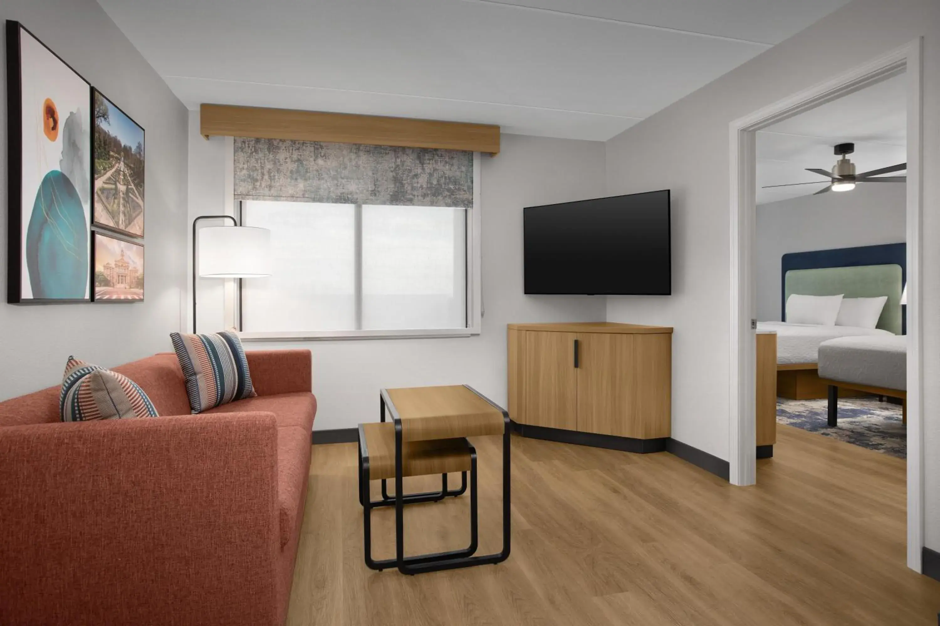 Living room, Bed in Homewood Suites by Hilton Ft. Worth-North at Fossil Creek Living room, Bed in Homewood Suites by Hilton Ft. Worth-North at Fossil Creek