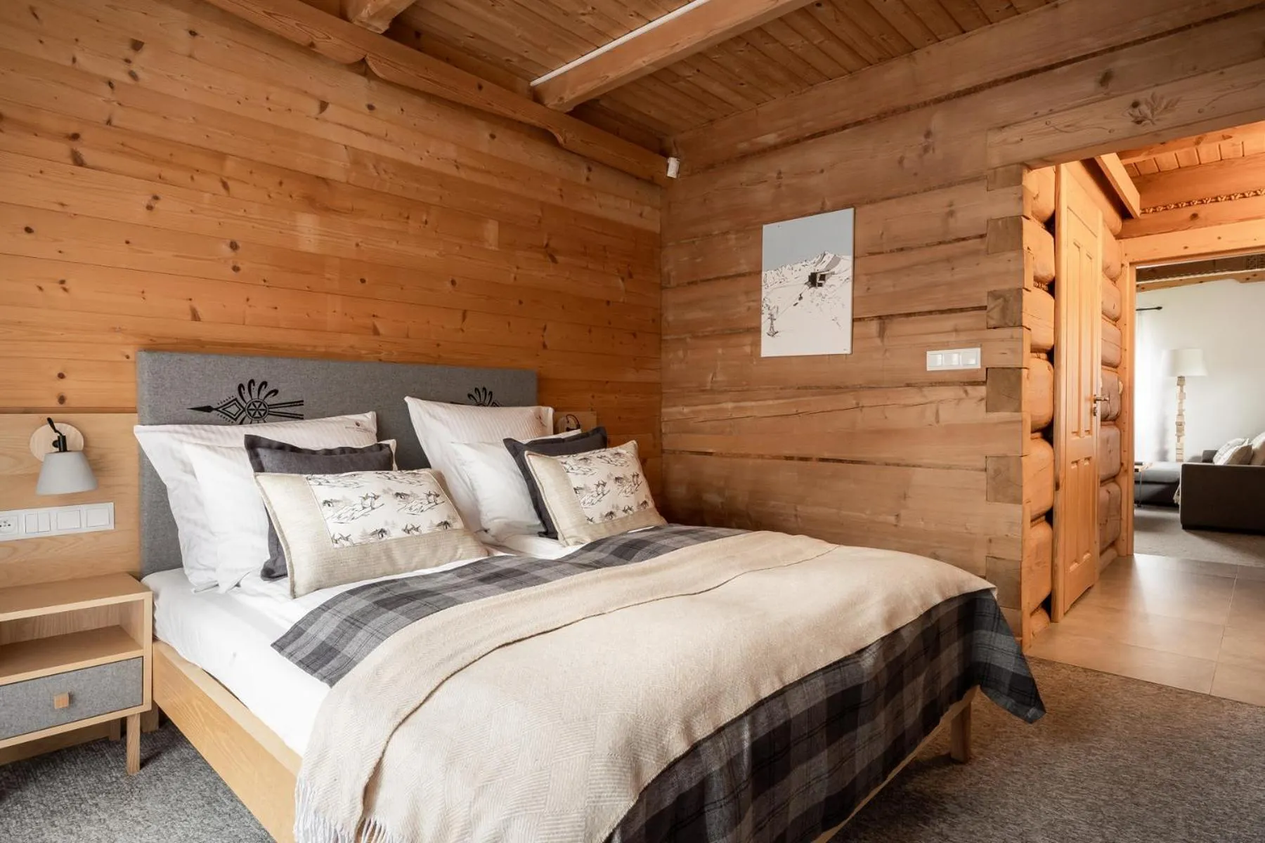 Living room, Bed in Willa Malinowa