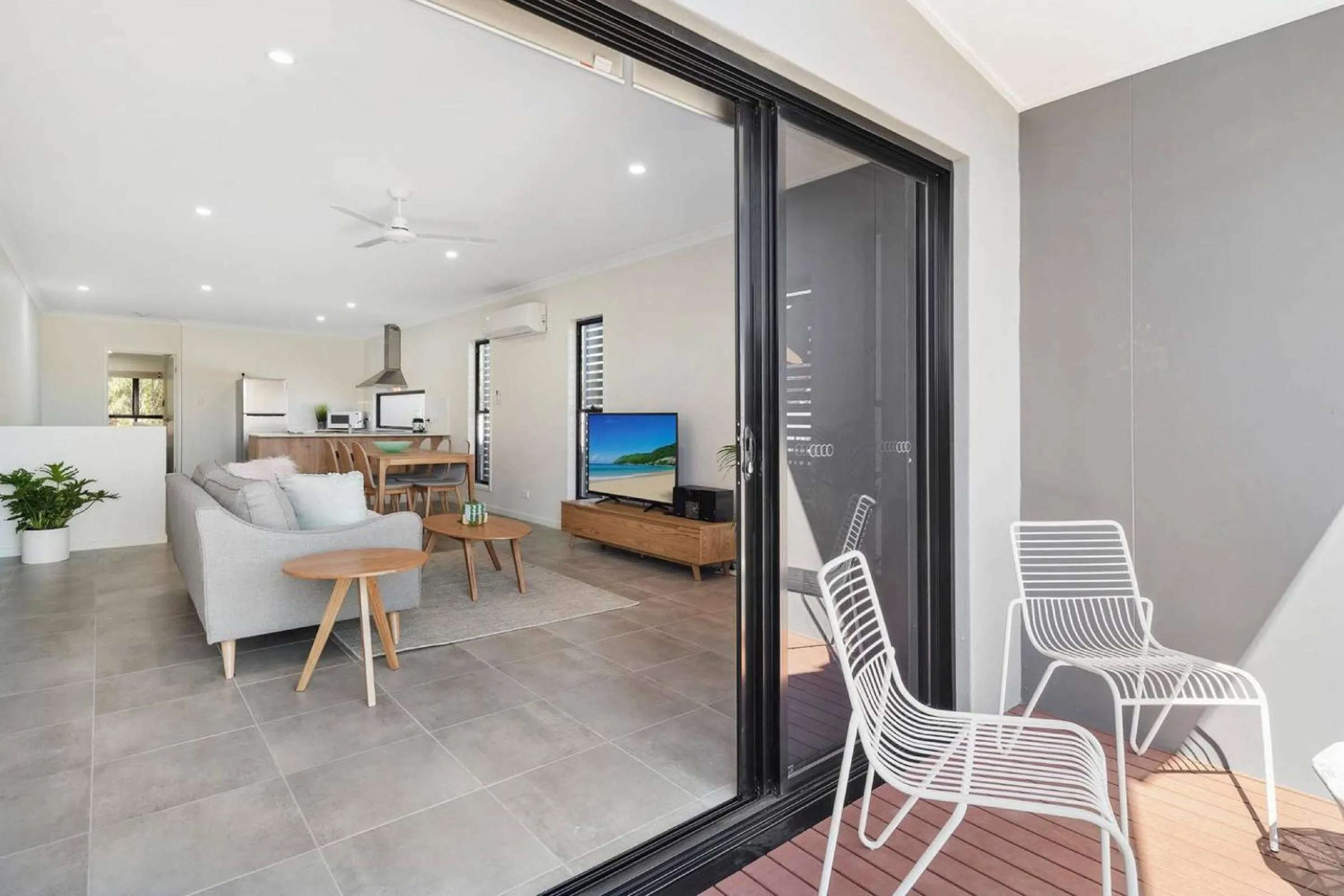Balcony/Terrace in DAYDREAMING Airlie Beach, Water views & only 200m to boardwalk.