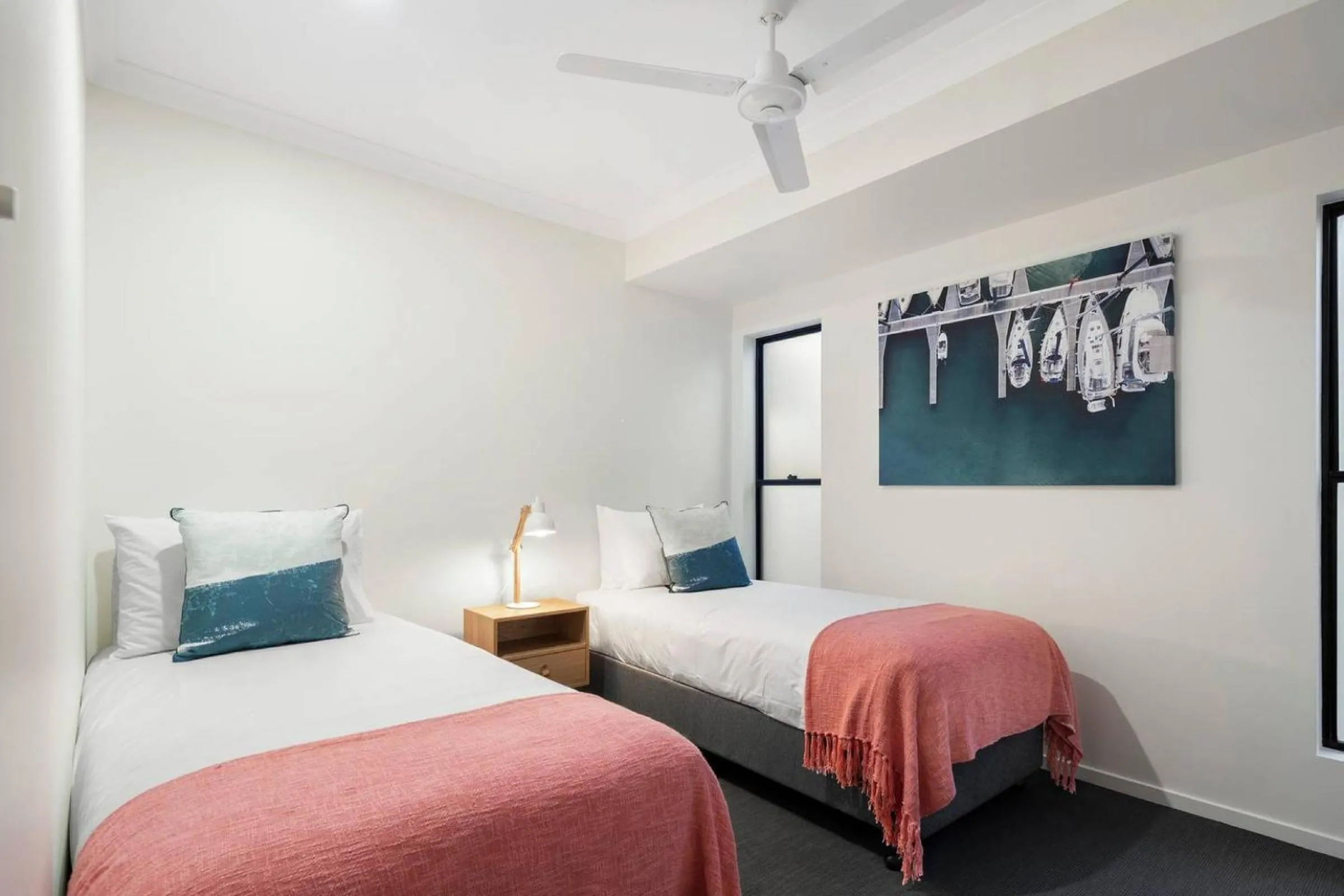 Bedroom, Bed in DAYDREAMING Airlie Beach, Water views & only 200m to boardwalk.
