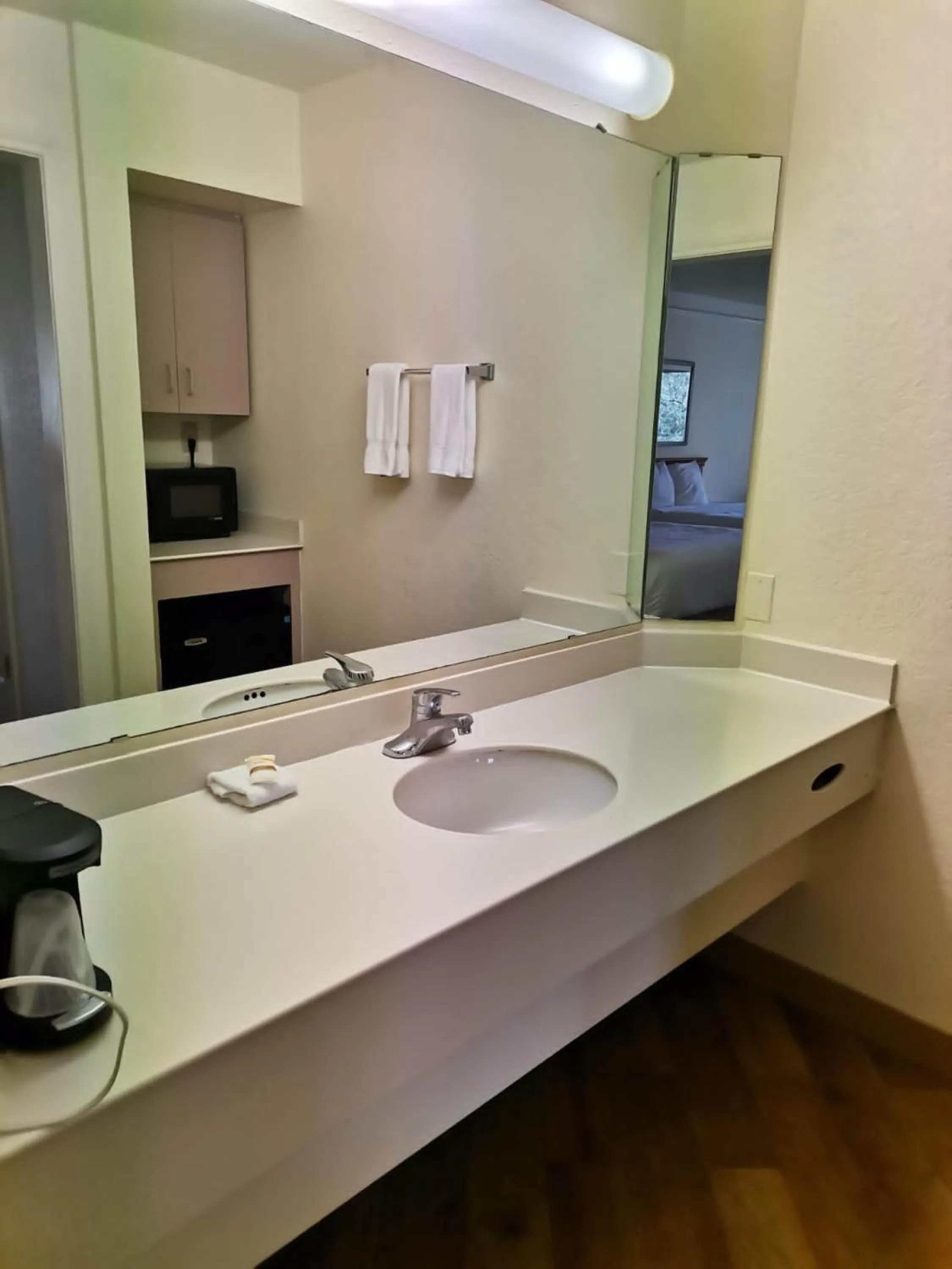 Bathroom in Super 8 by Wyndham San Antonio Near SeaWorld Ingram Park