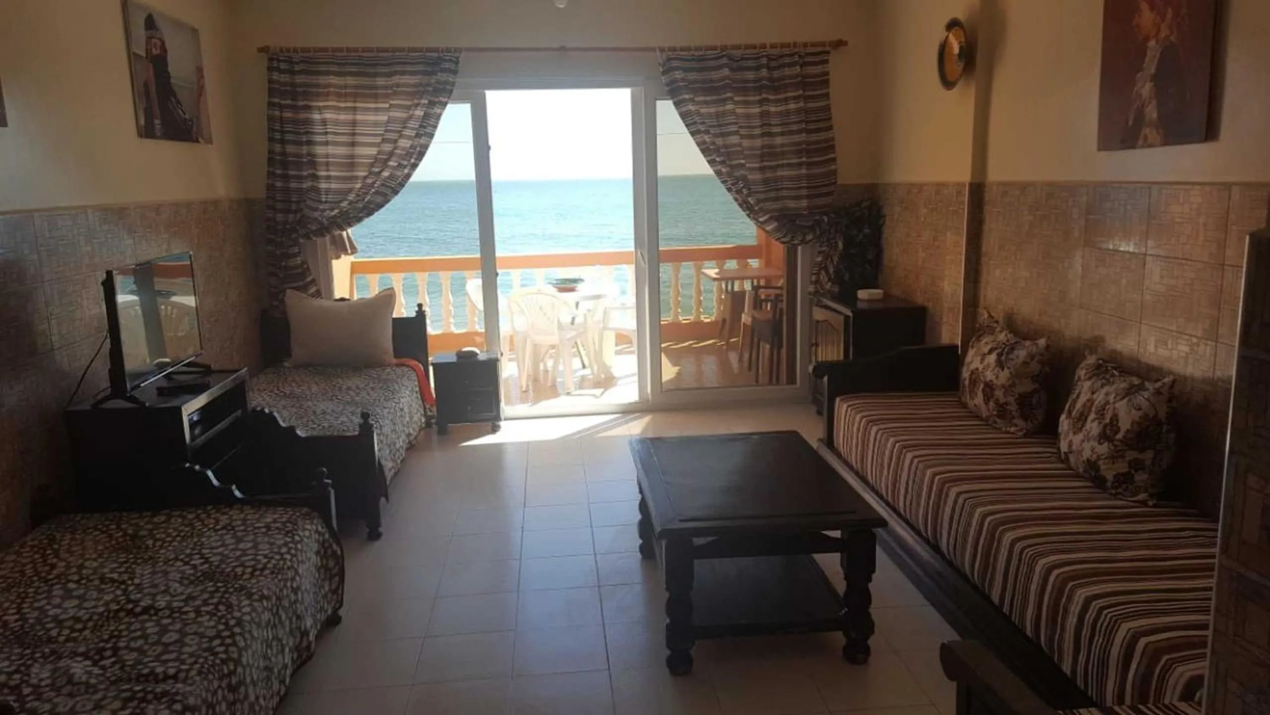 Living room, Bed in Beautiful Apartment at the beach of Taghazout