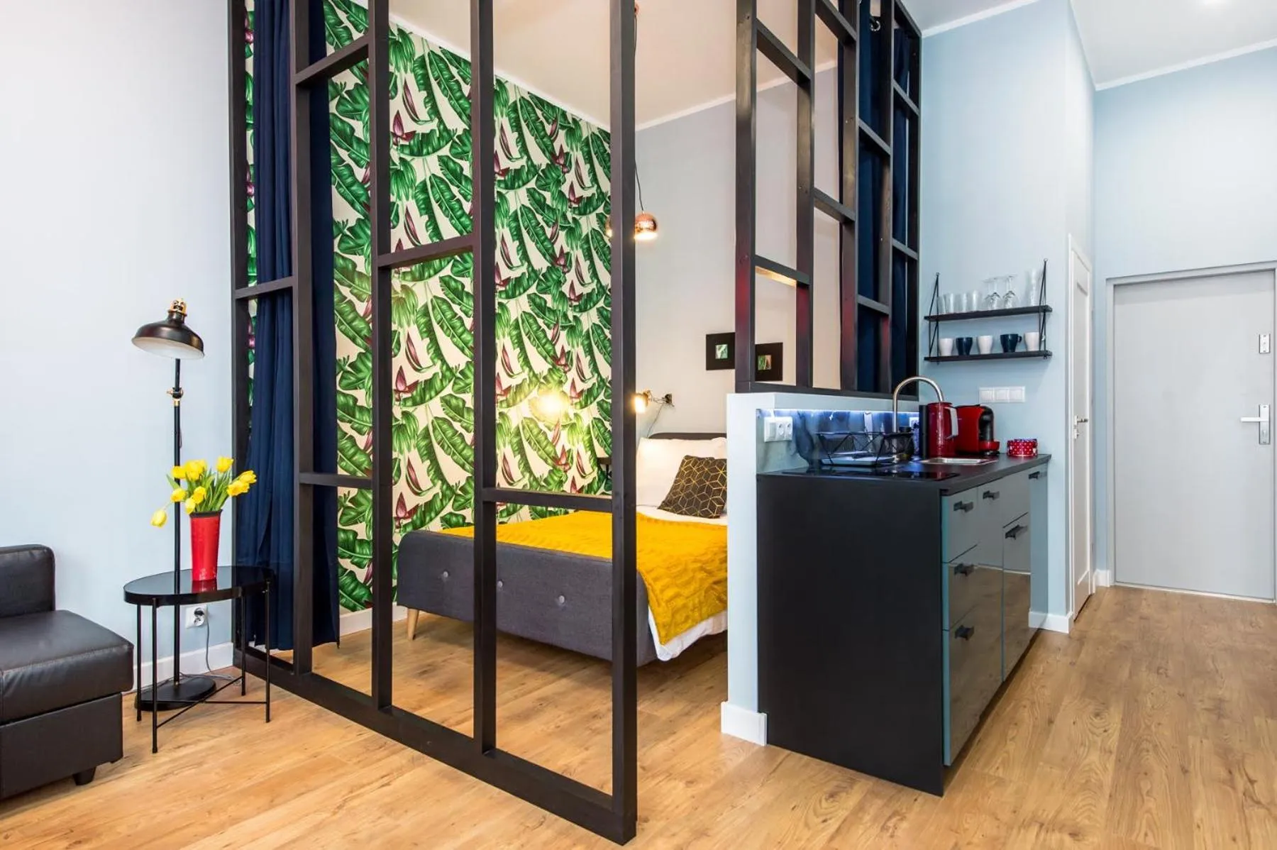 Kitchen or kitchenette, Bed in Bliss Apartments