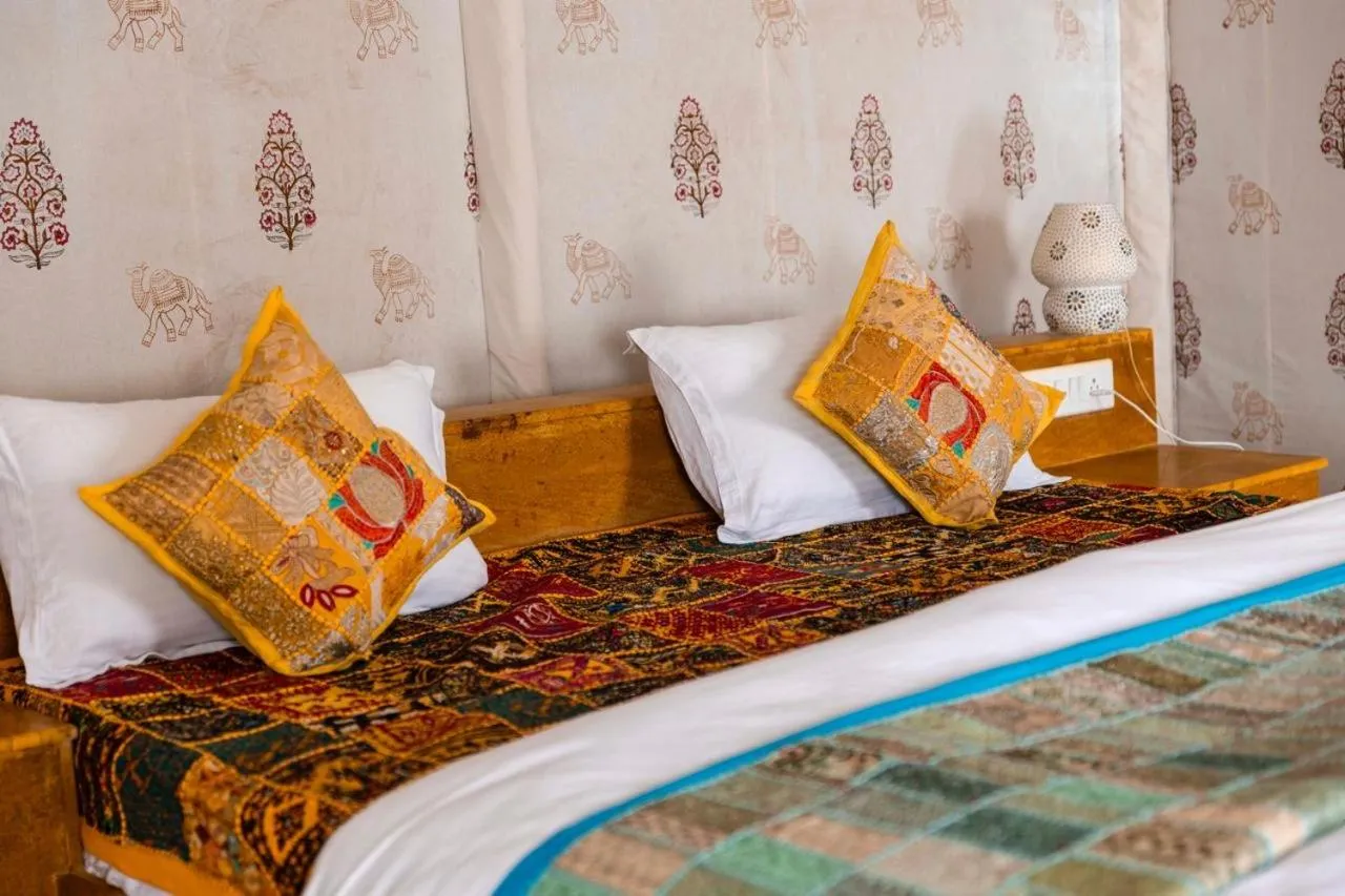 Bed in Nomads heaven desert camp jaisalmer