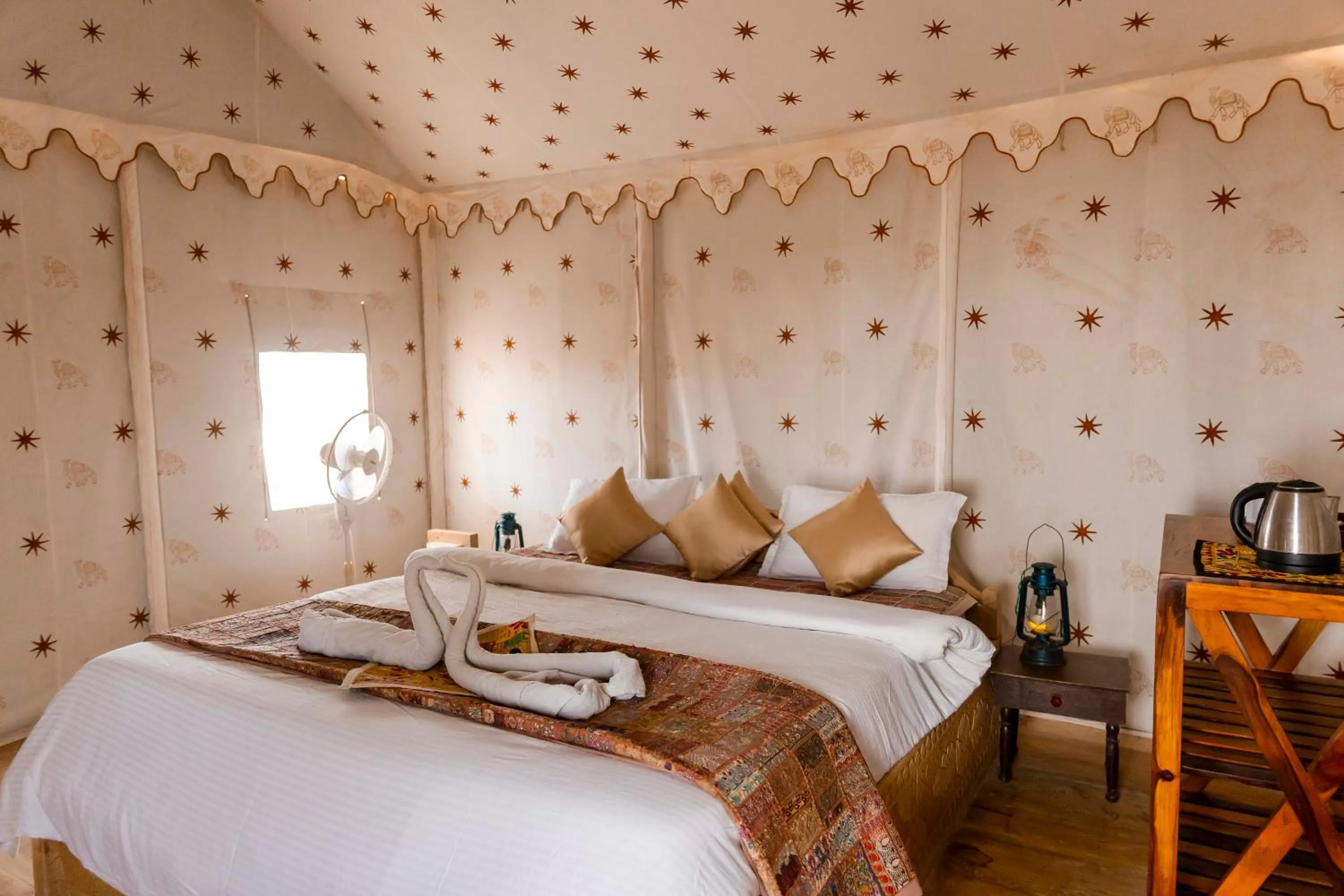 Bed in Nomads heaven desert camp jaisalmer