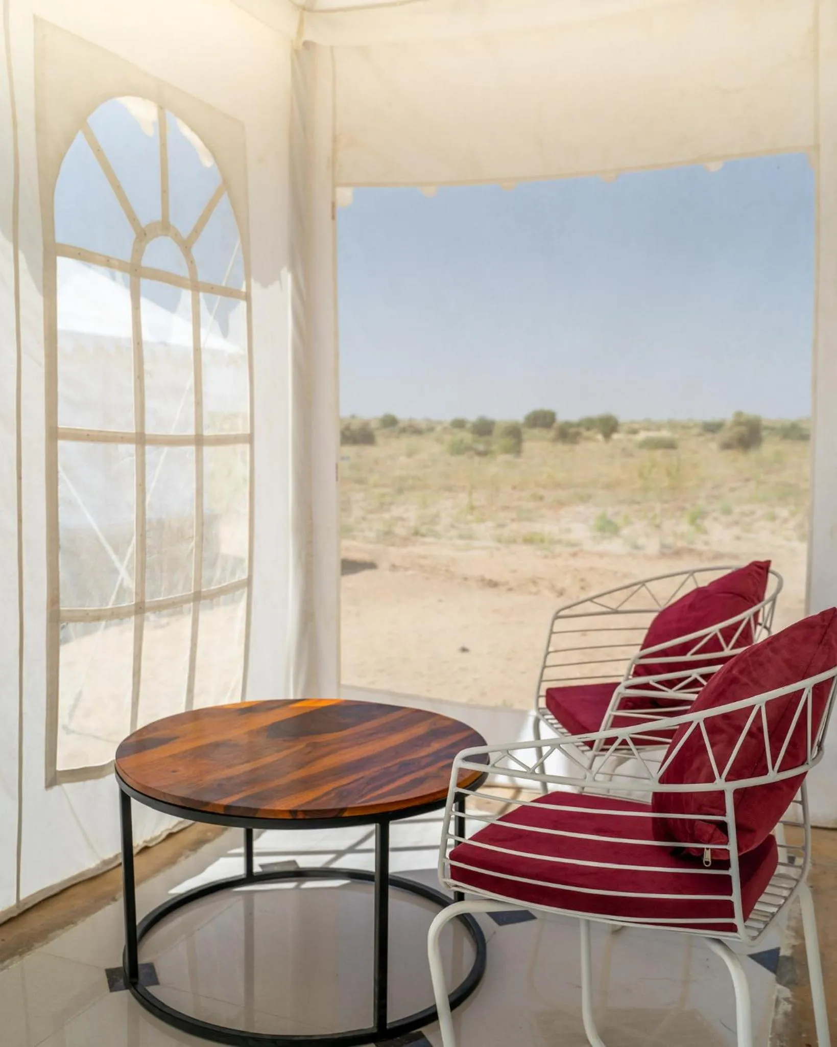 Seating area in Nomads heaven desert camp jaisalmer