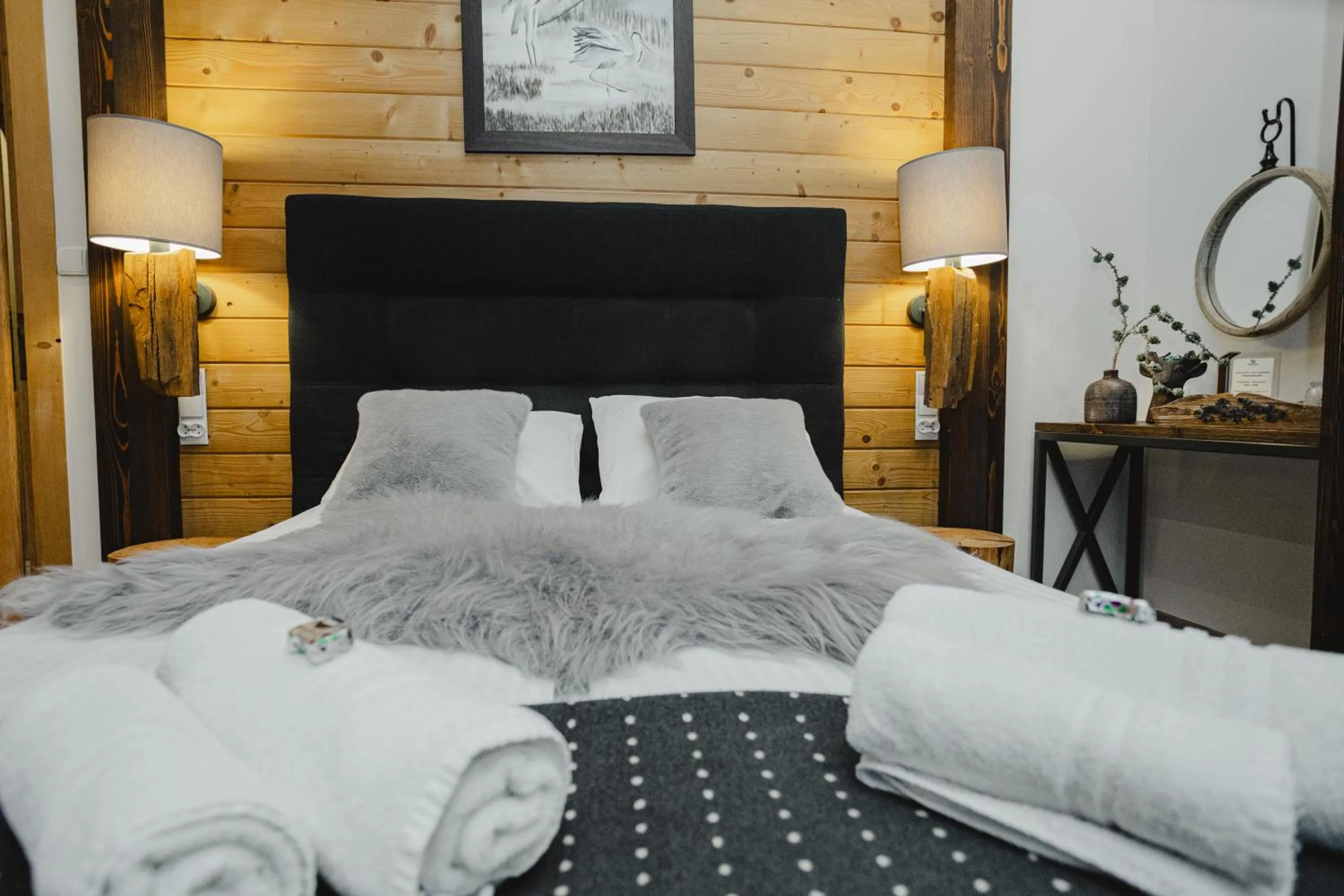 Bed in Niedźwiedzia Residence Garden Sauna