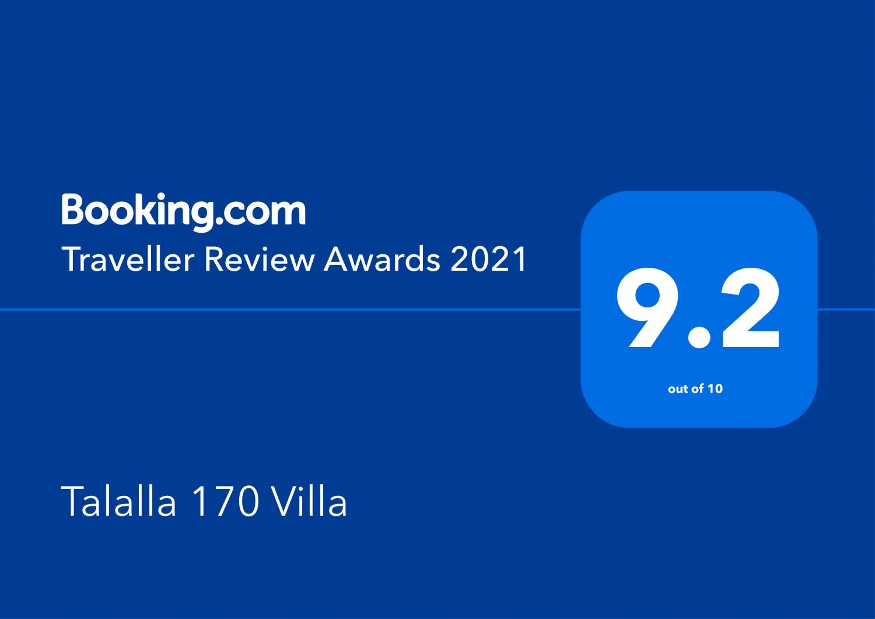 Certificate/Award in Talalla 170 Villa