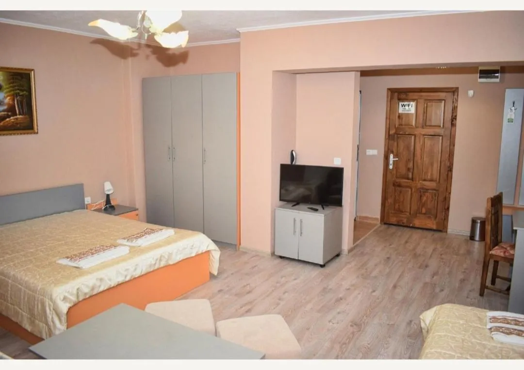 Toilet, Bed in Family Hotel Miglena