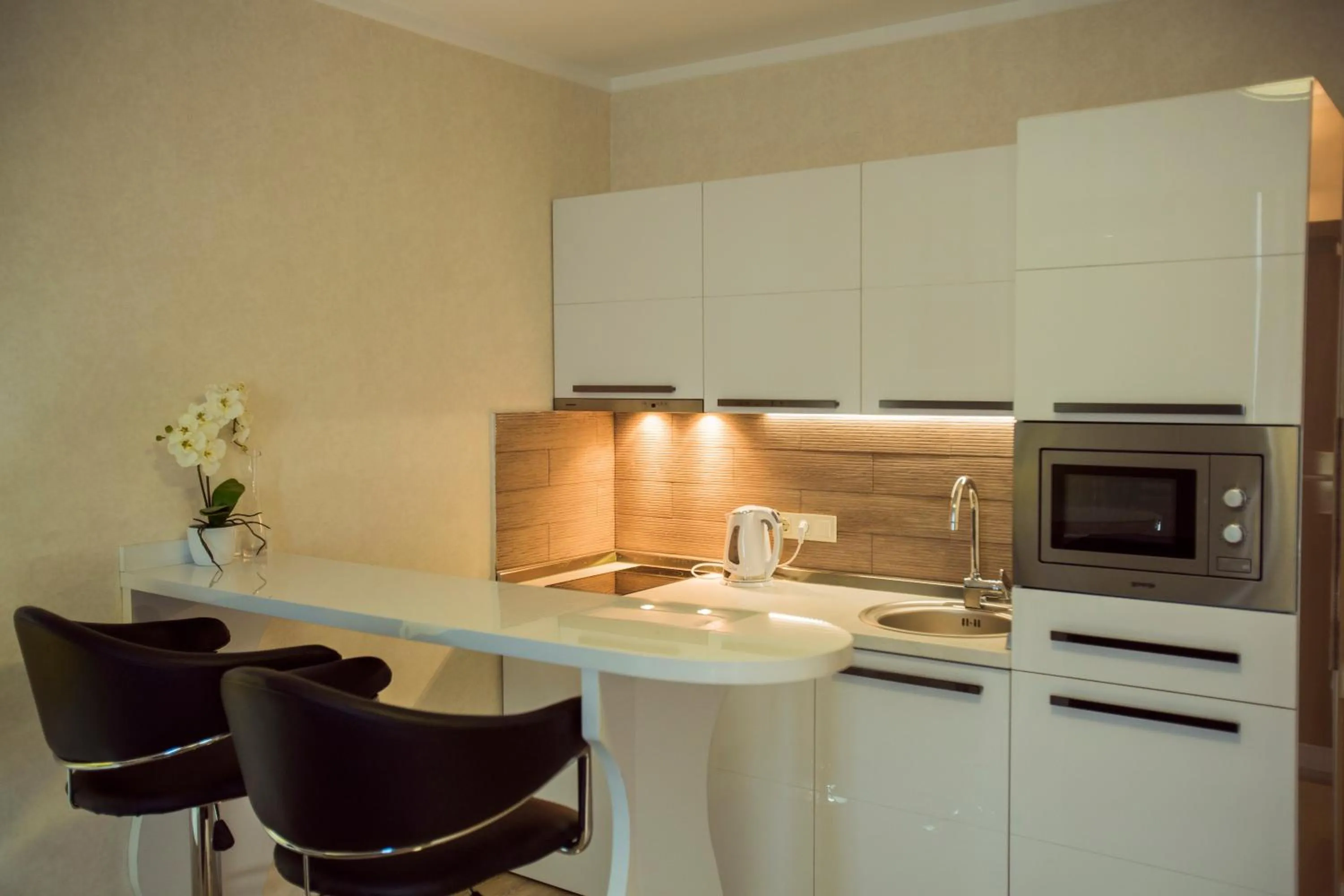 Kitchen or kitchenette in Aparthotel Holiday Lux Batumi