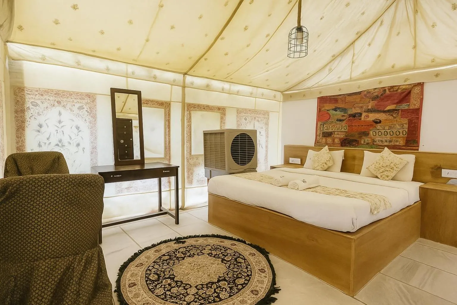 Bed in Royal Jaisalmer Resort with Swimming Pool