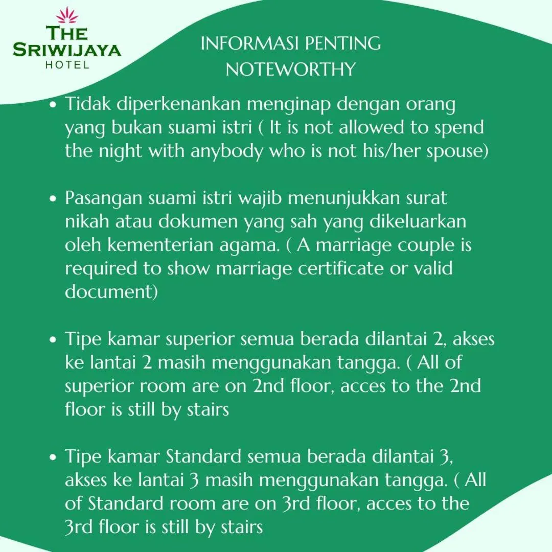 The Sriwijaya Hotel - Halal Hotel