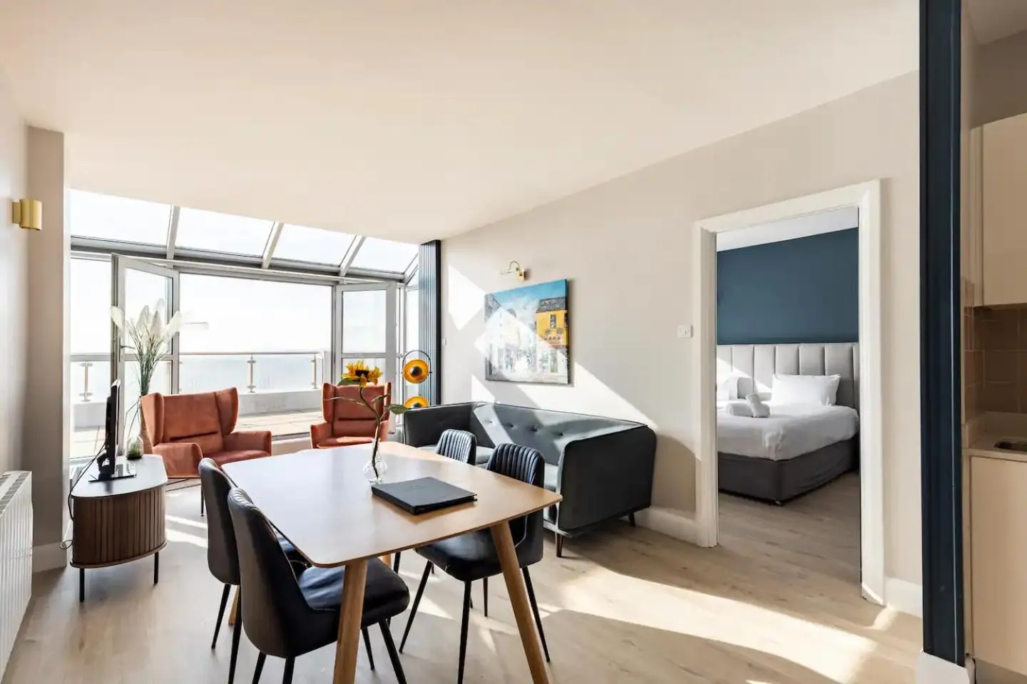 Living room, Bed in Galway Bay Sea View Apartments