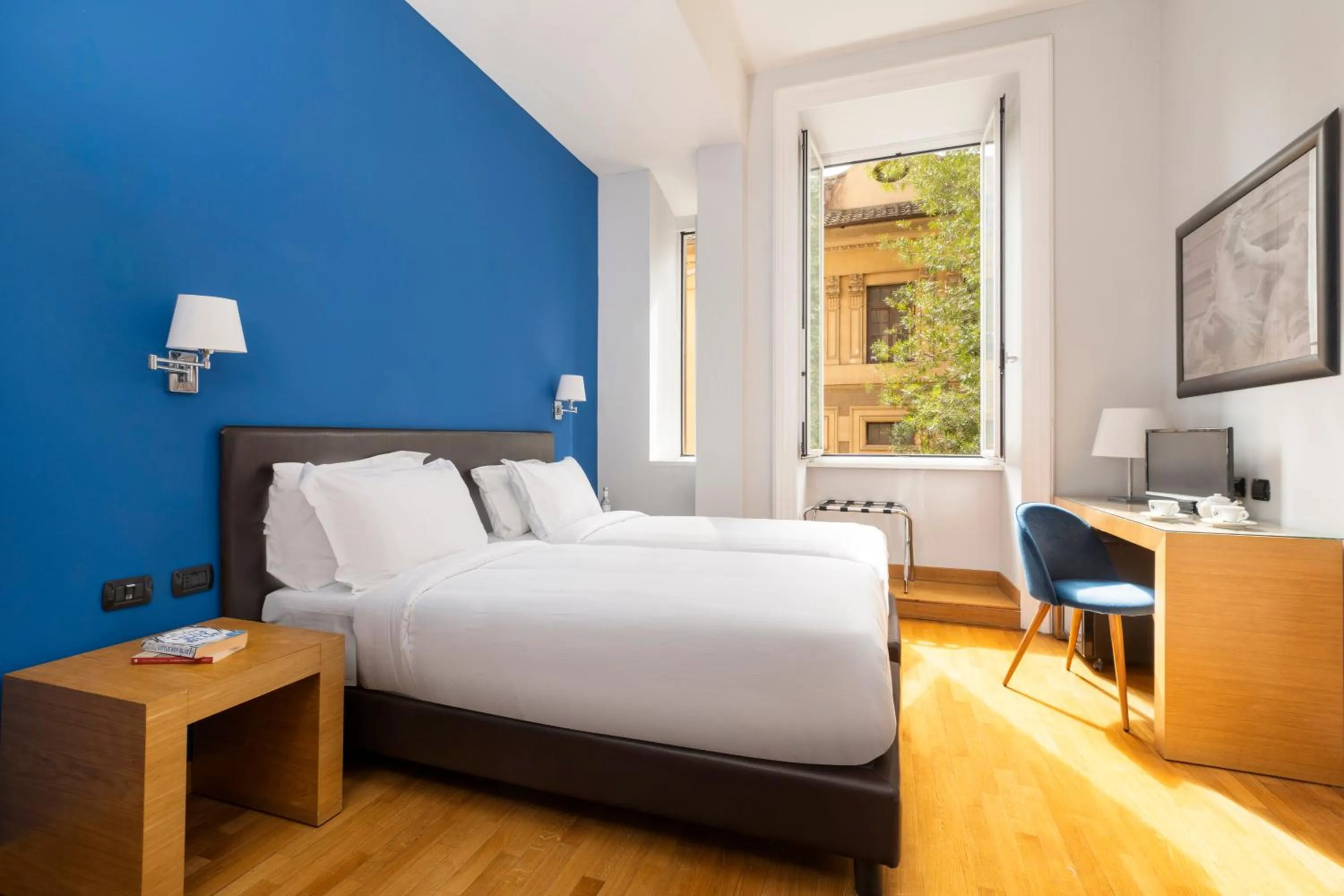 Bedroom, Bed in Sky Blue Place Rome