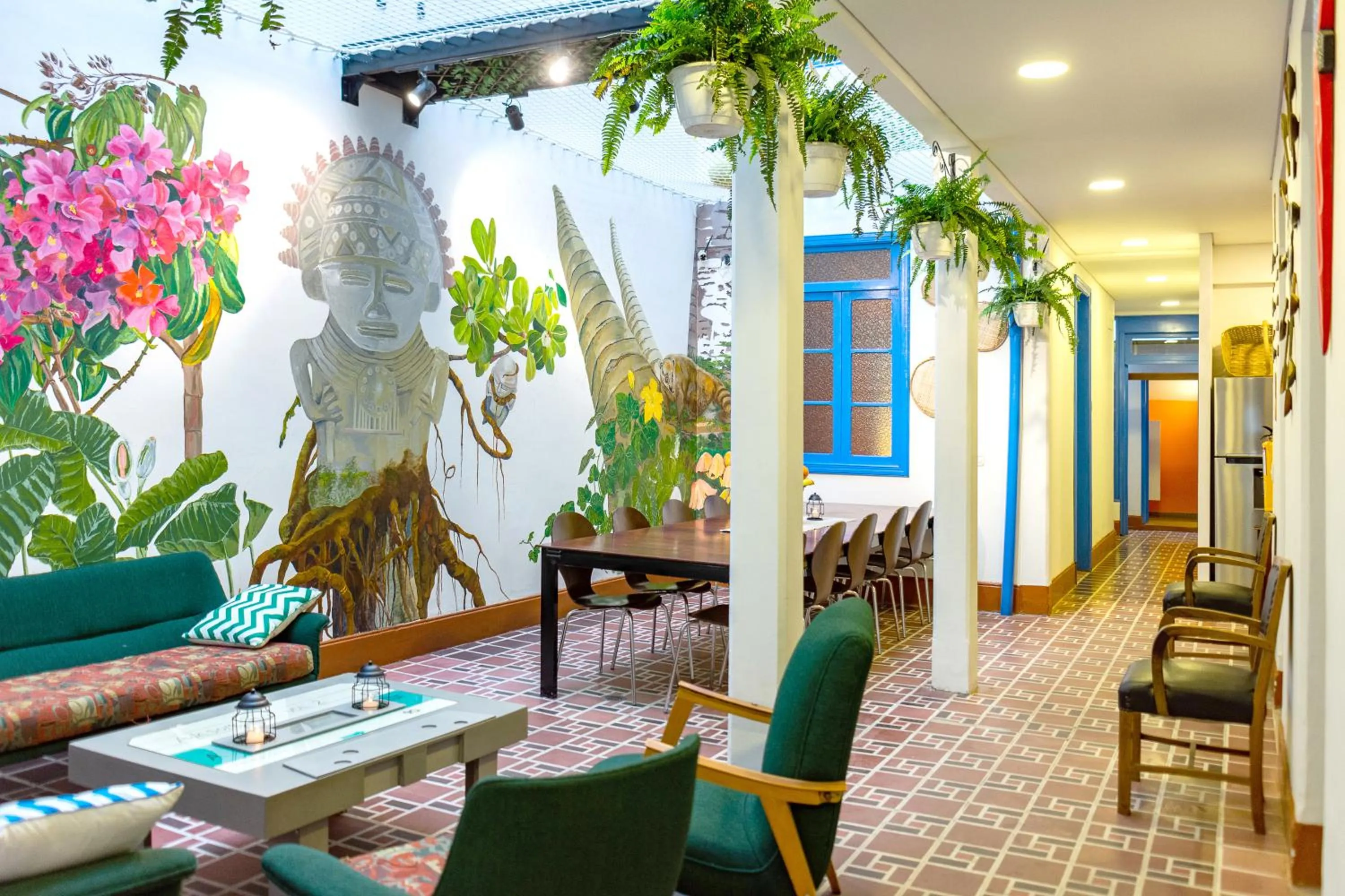 Seating area in Granada Hostel