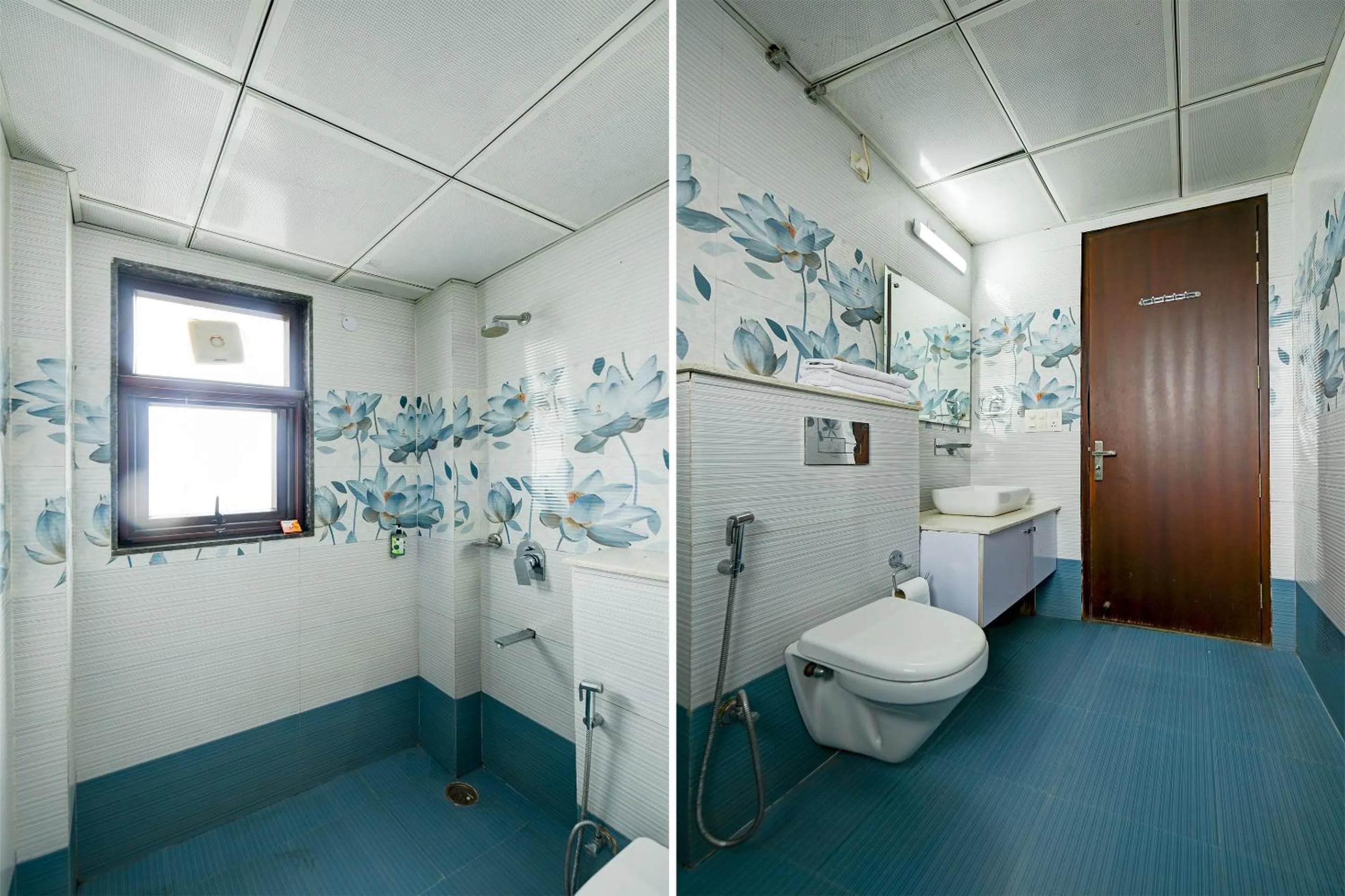 Shower in Hotel Leaf 9 Boutique, Near Golf Course Road and Galleria Market