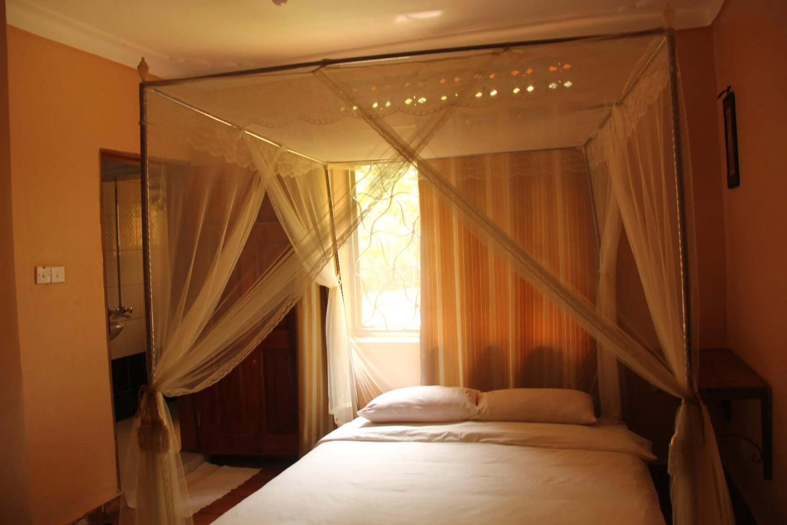 Bed in Saltek Forest Cottages