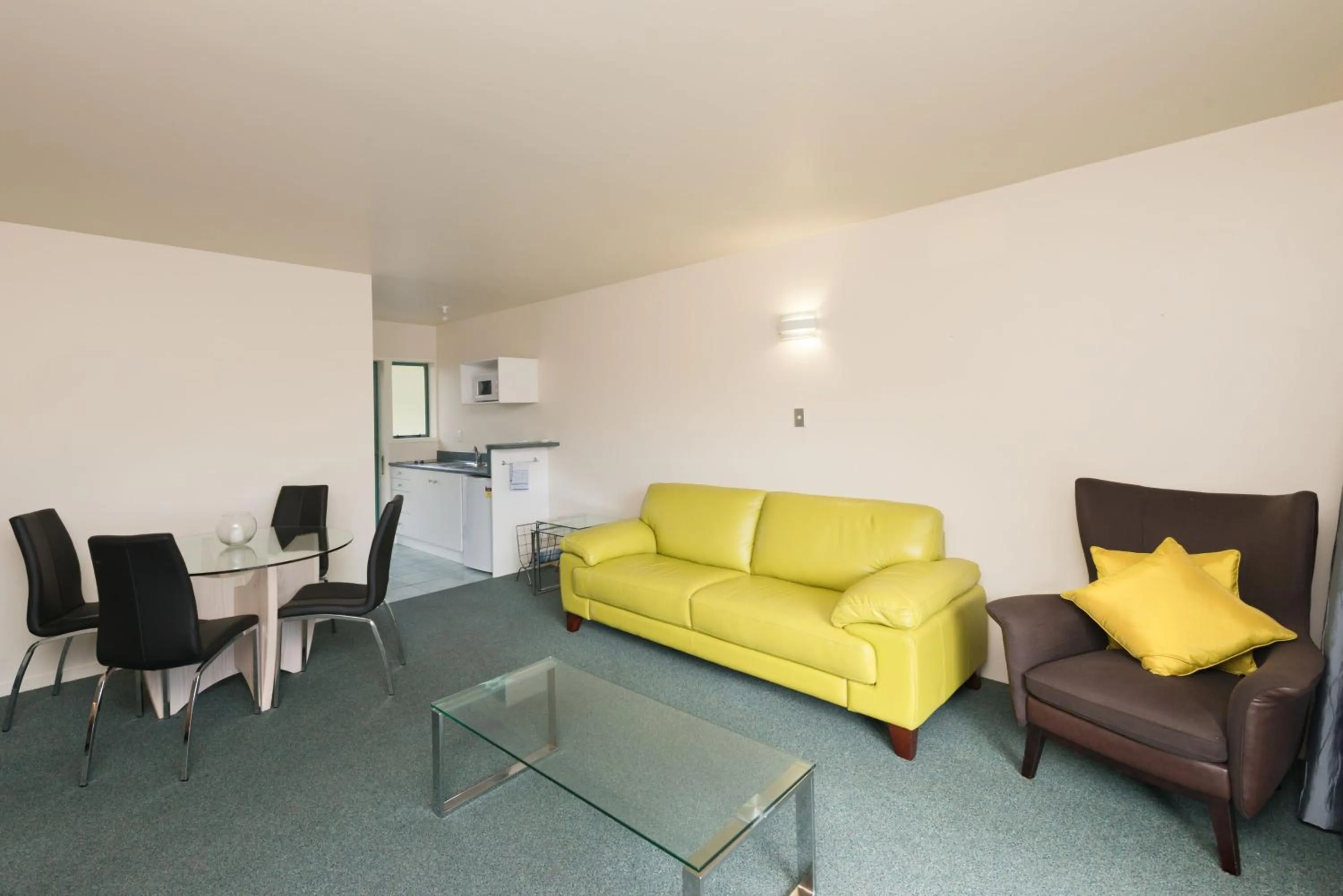 Seating area in Te Tiriti Motel