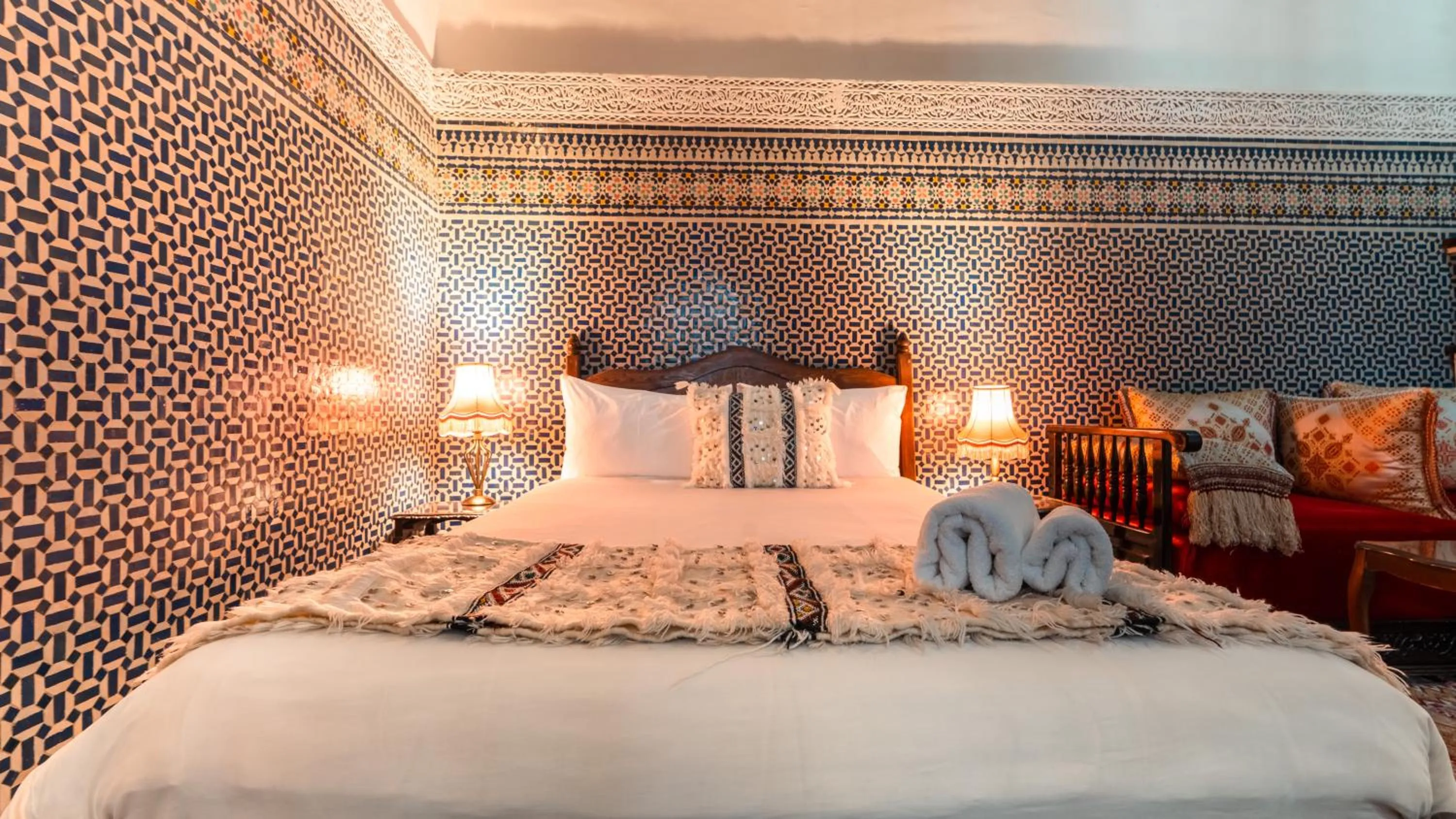 Bed in Riad Alassala Fes