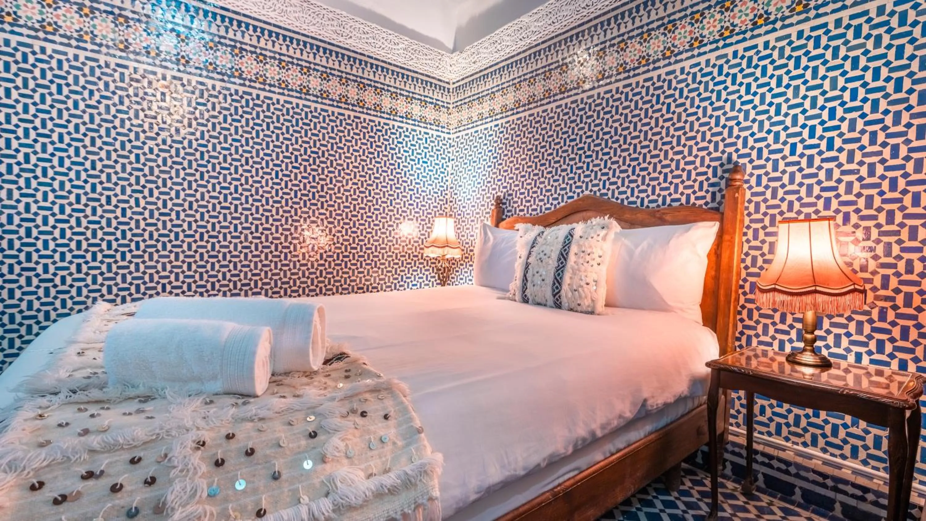 Bed in Riad Alassala Fes