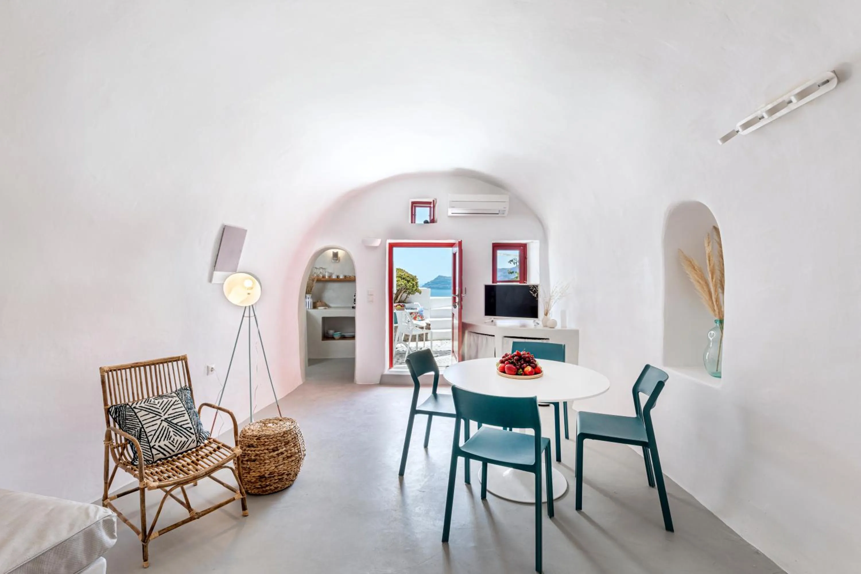 Dining area in White Cave by Caldera Houses