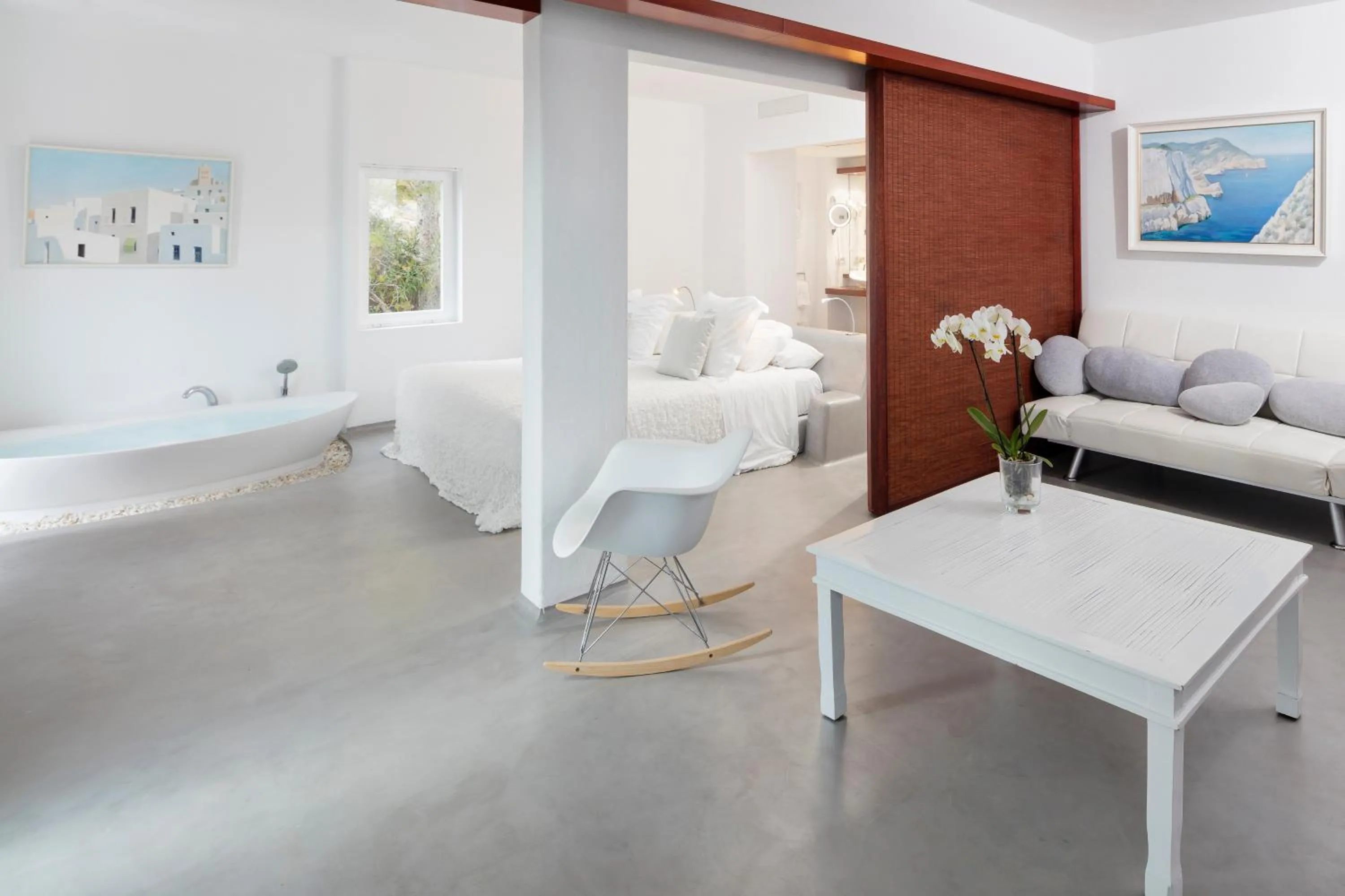 Bathroom, Bed in Hacienda Na Xamena, Ibiza