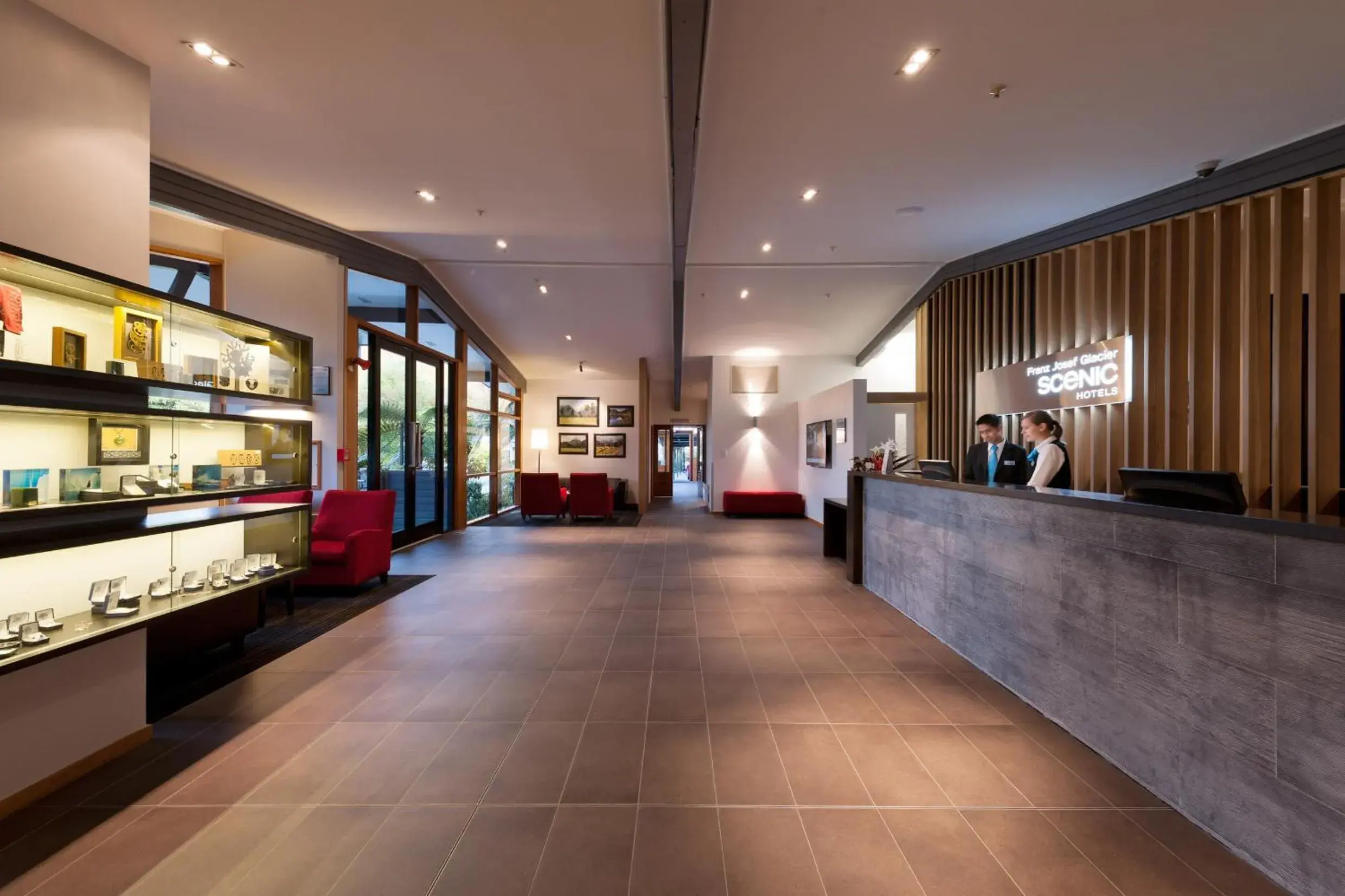 Lobby or reception in Scenic Hotel Franz Josef Glacier Lobby or reception in Scenic Hotel Franz Josef Glacier