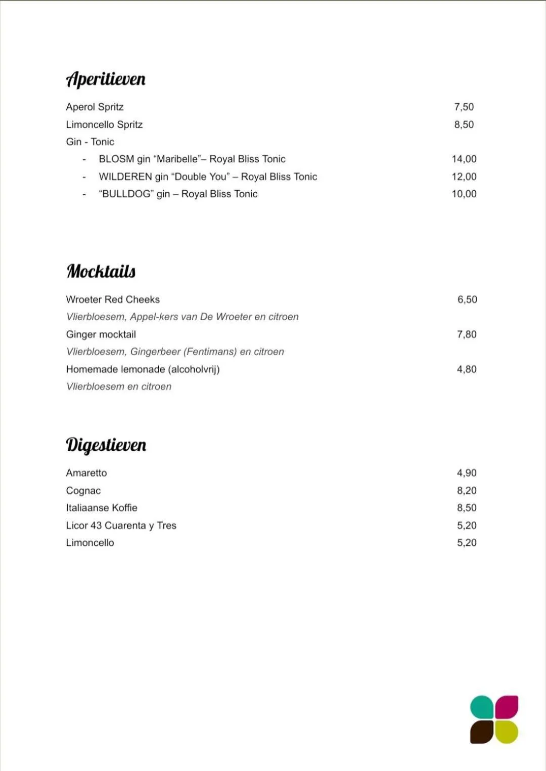 Restaurant/places to eat in De Pastorie