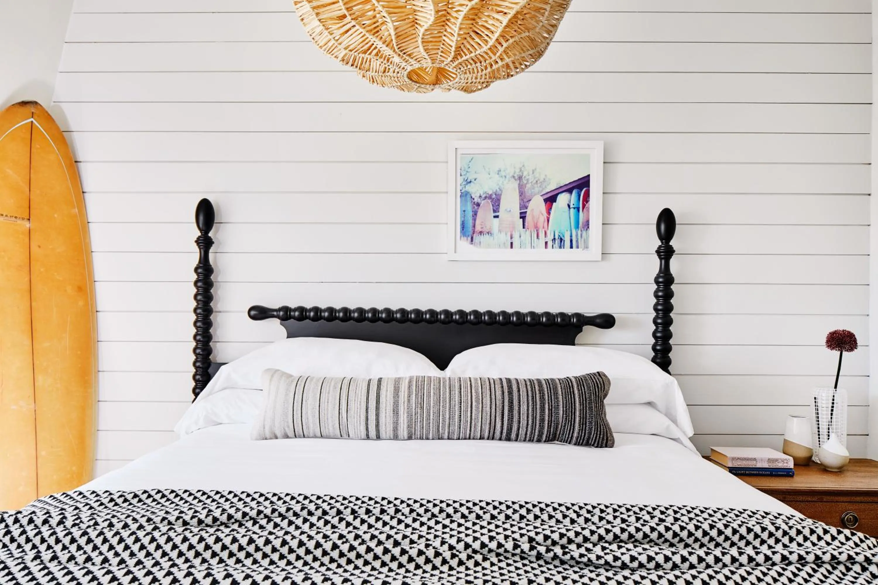Decorative detail, Bed in Block Island Beach House