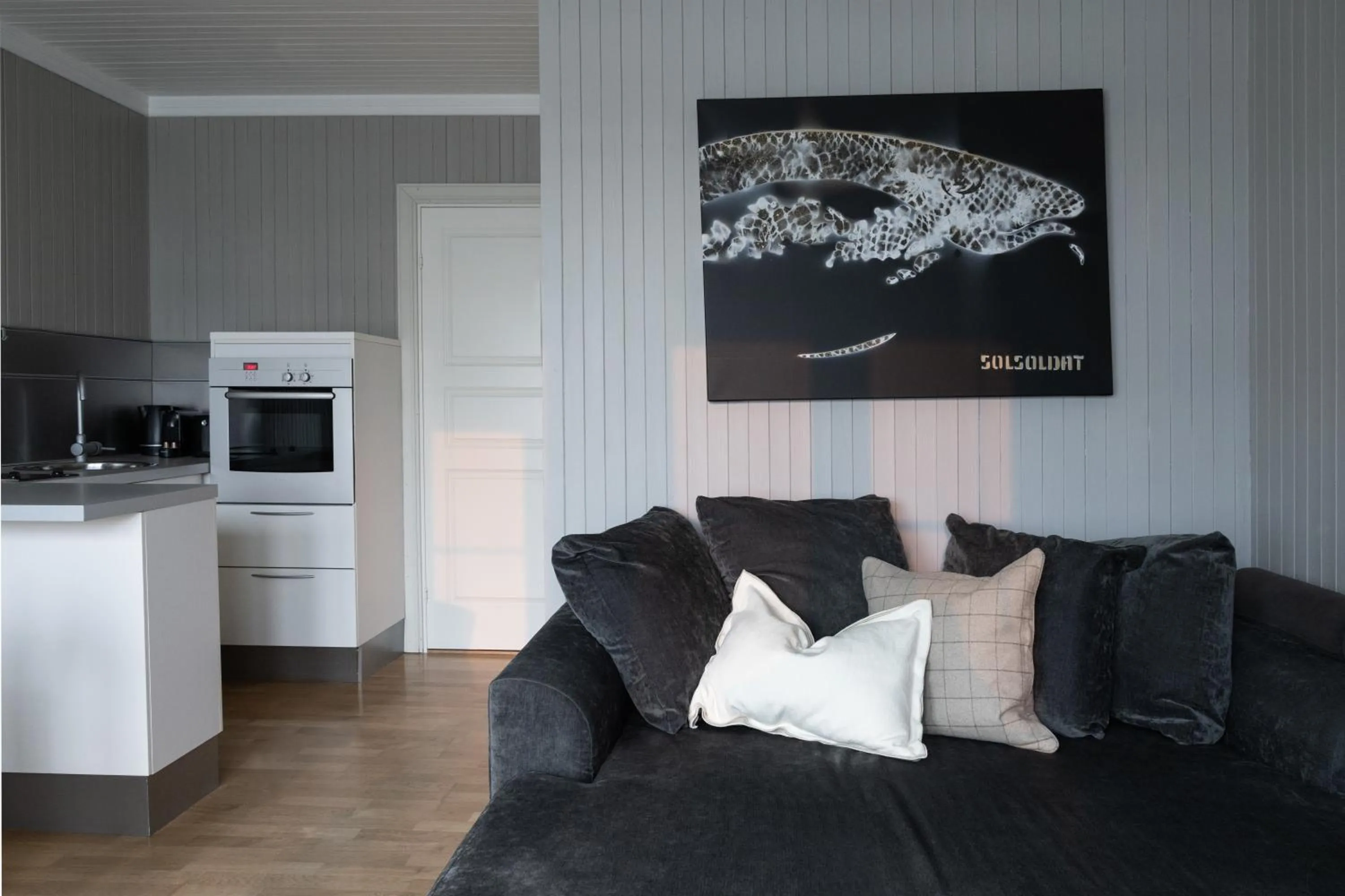 Kitchen or kitchenette in Solsiden Brygge Rorbuer