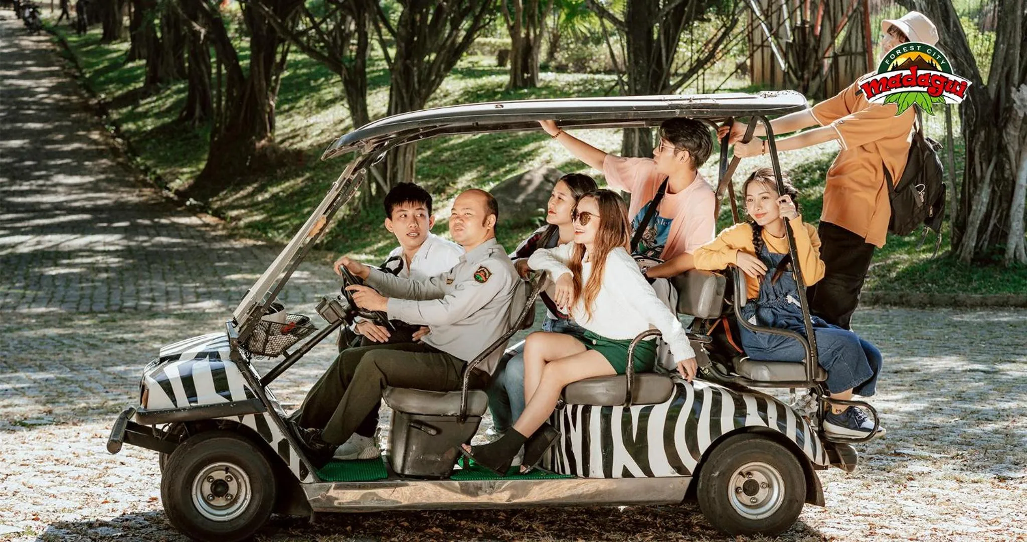 group of guests in Madagui Forest City