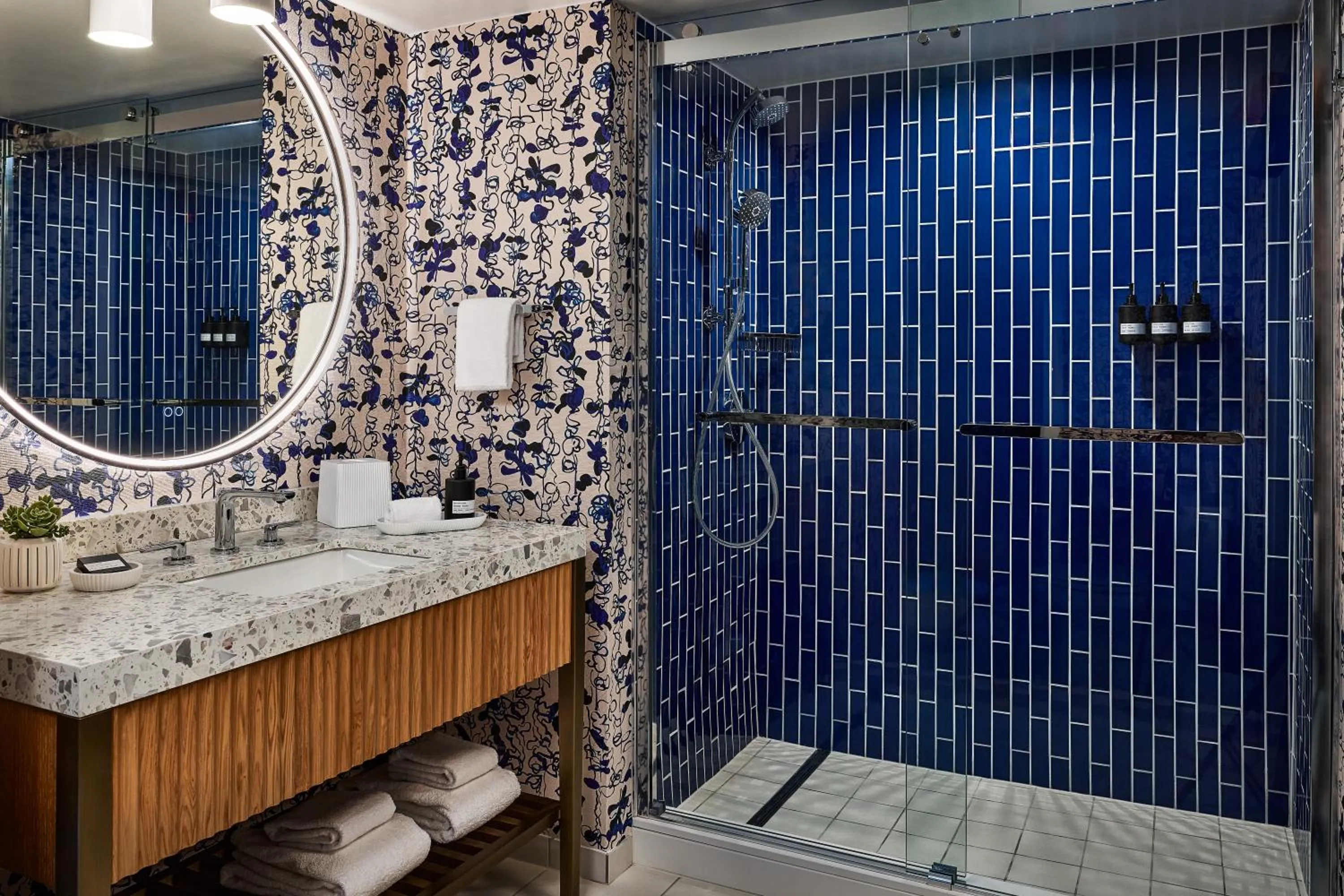 Shower in The Highland Dallas, Curio Collection by Hilton