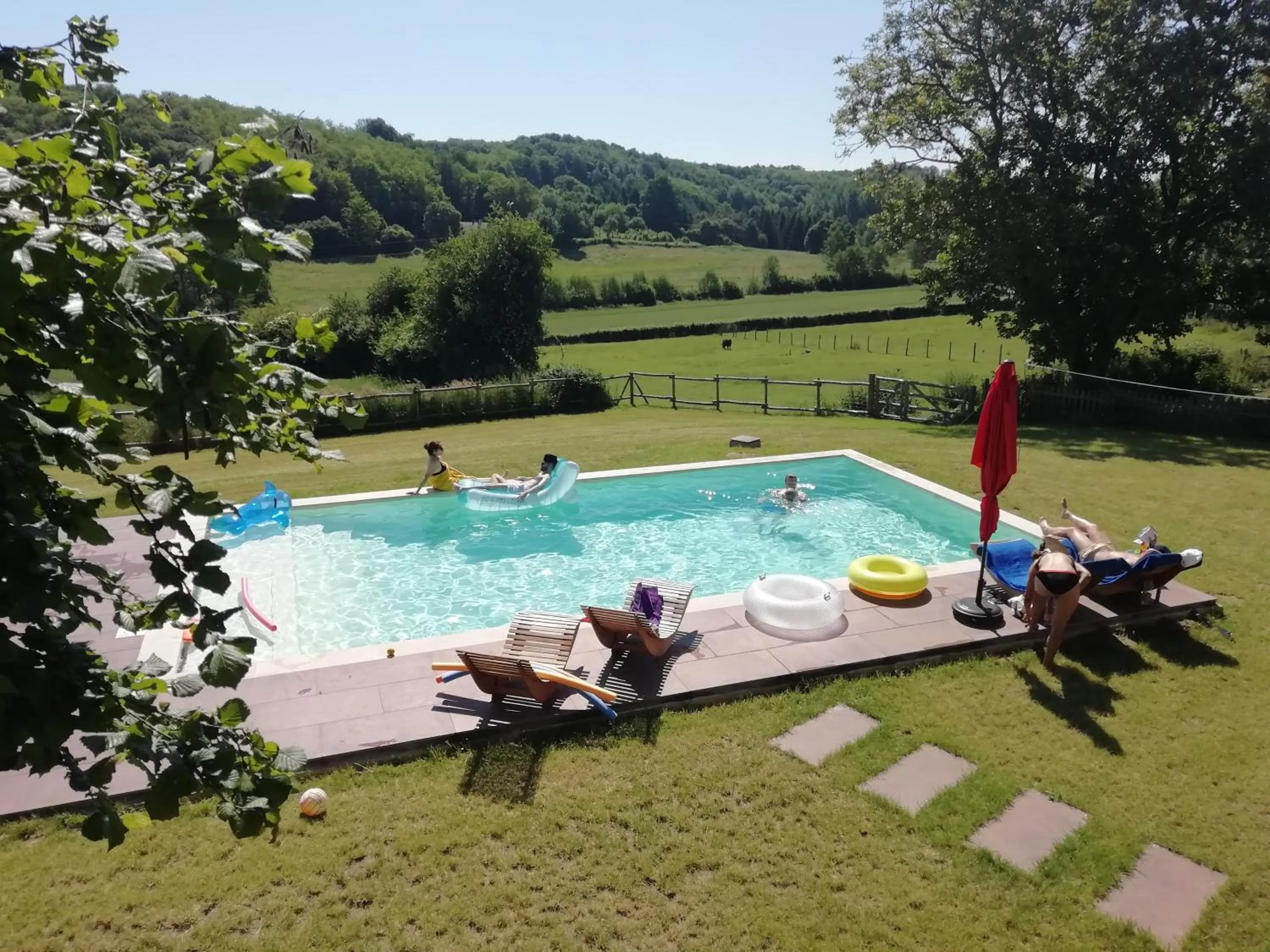 Pool view in La Haute Forge B&B