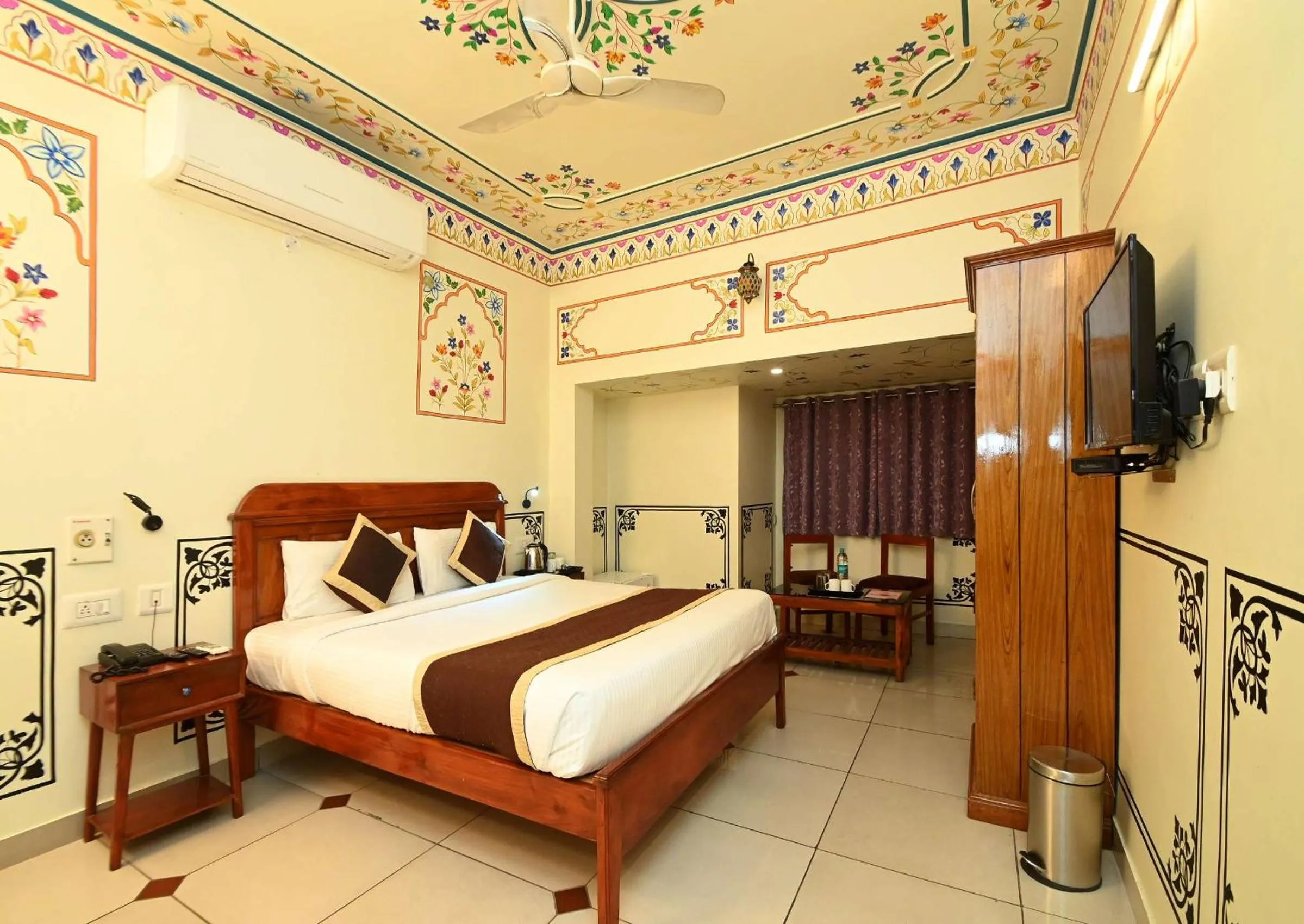 Bed in Virasat Mahal Heritage Hotel-Jaipur City Center