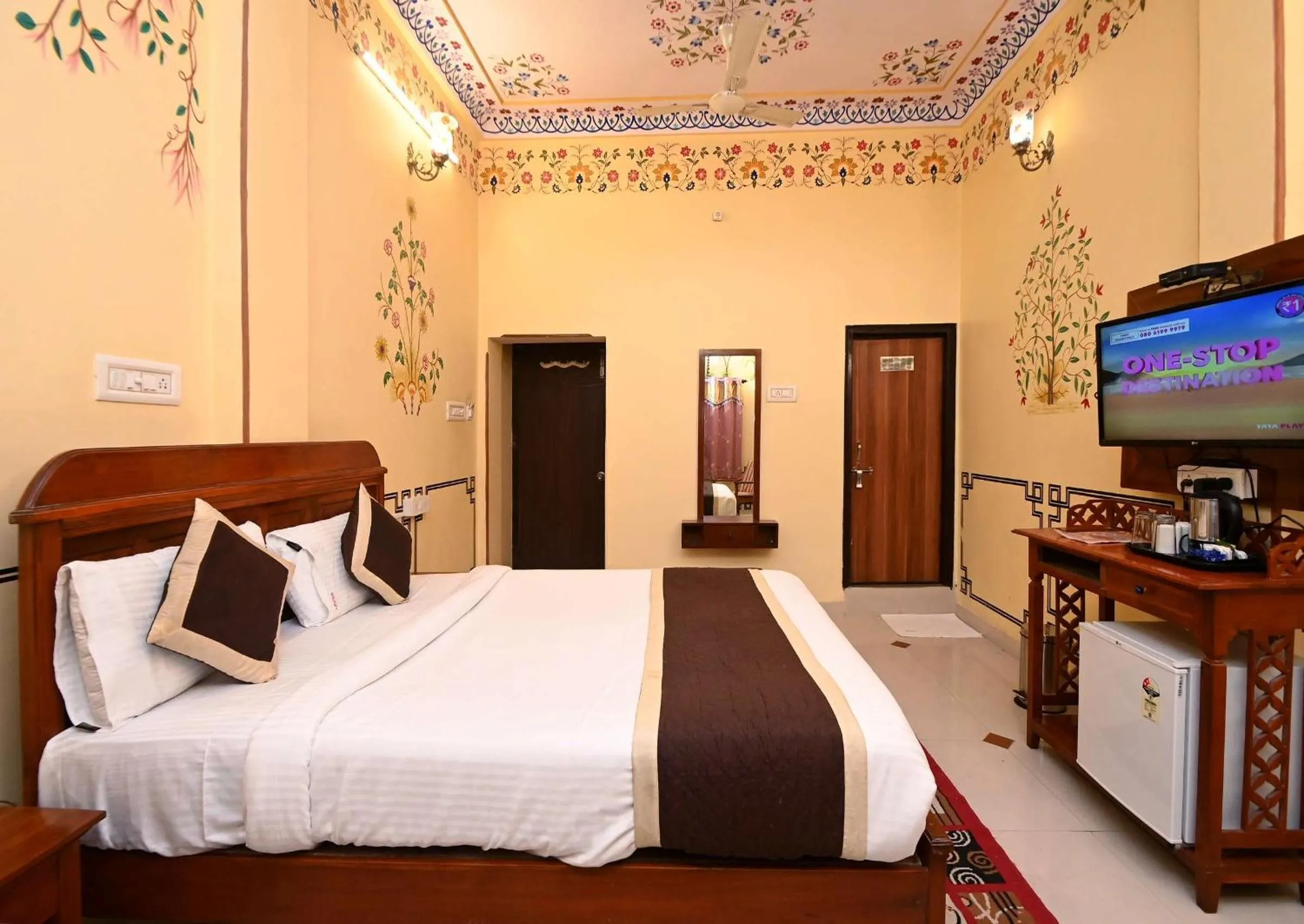 Bed in Virasat Mahal Heritage Hotel-Jaipur City Center