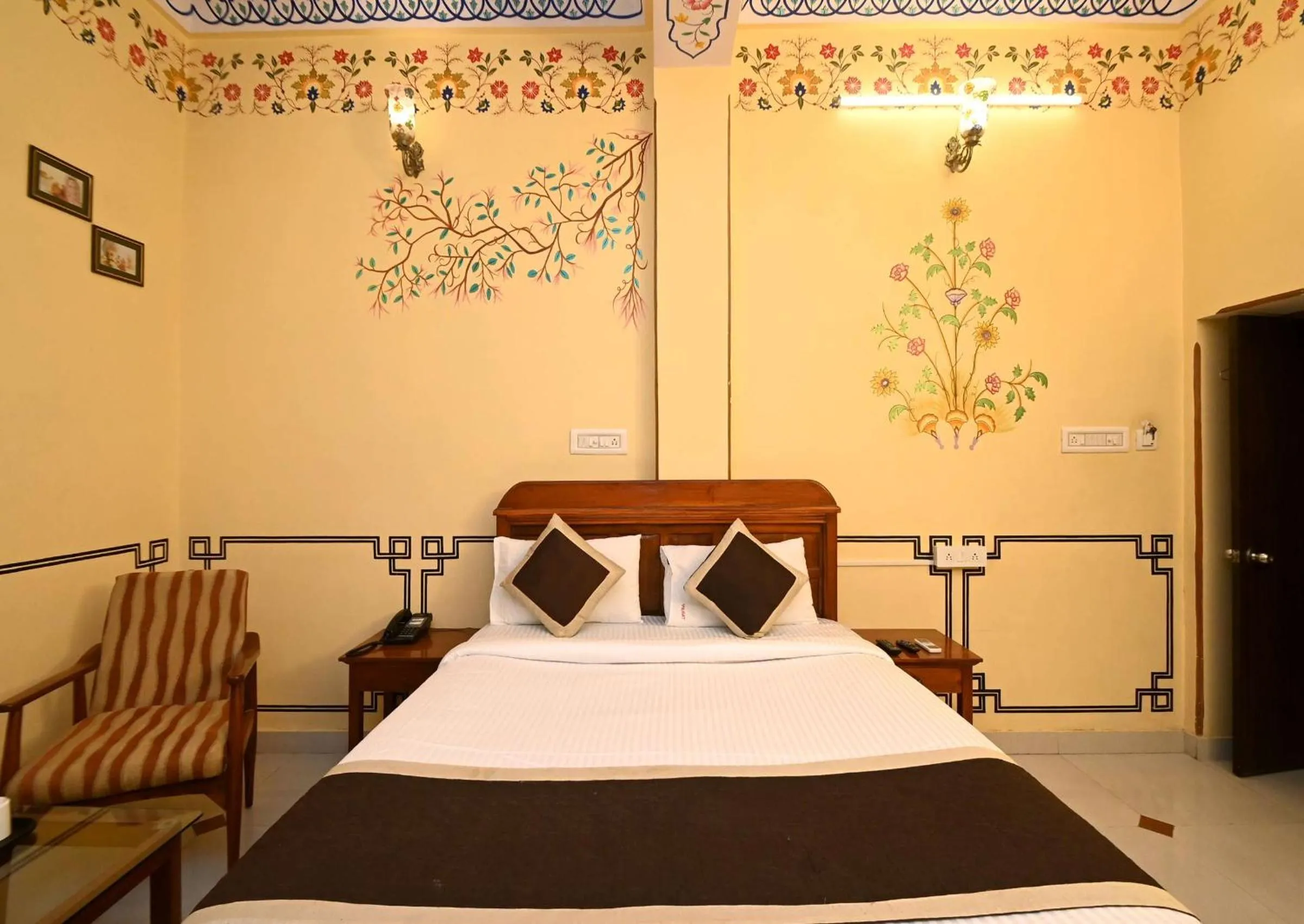 Bed in Virasat Mahal Heritage Hotel-Jaipur City Center
