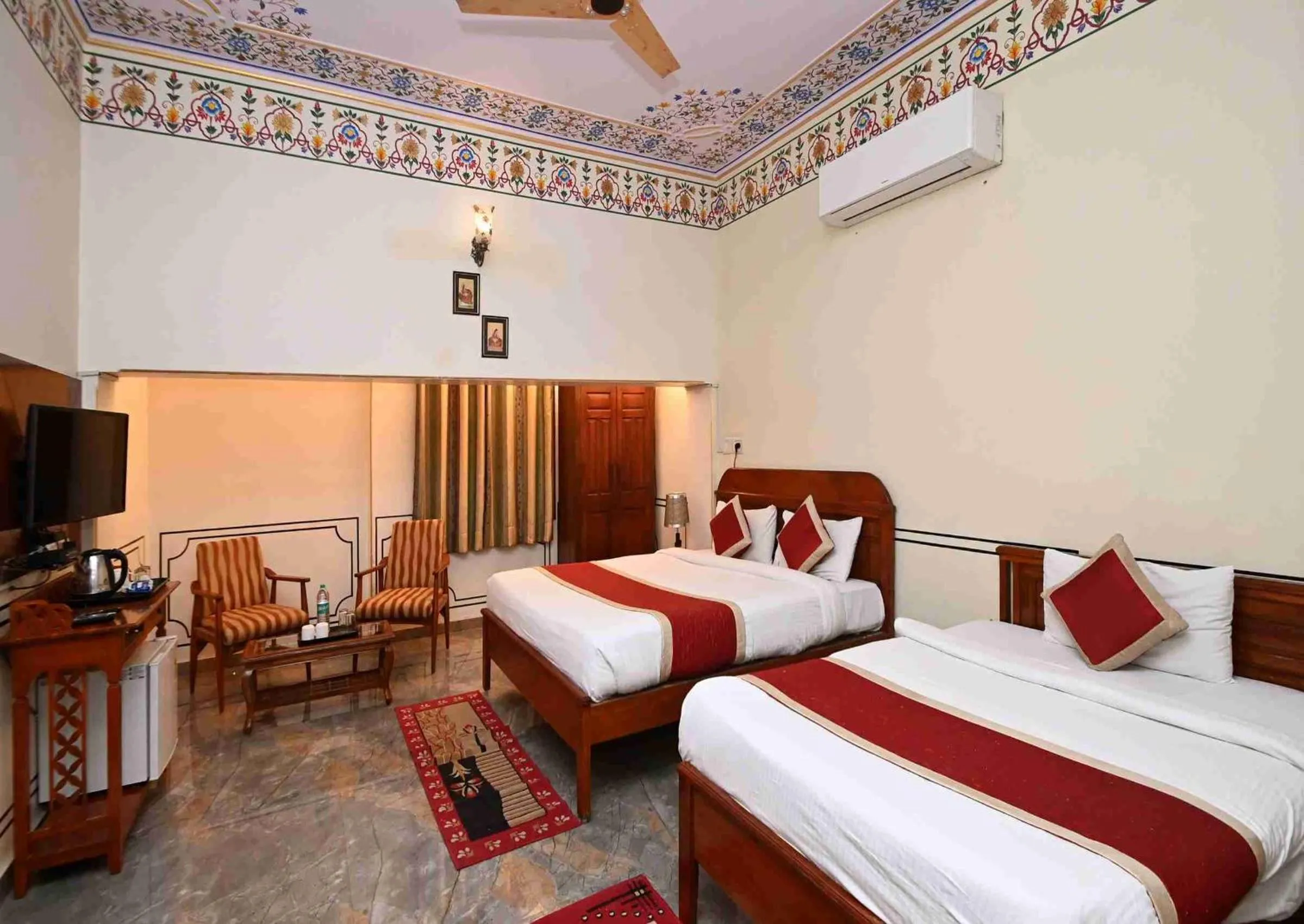 Bed in Virasat Mahal Heritage Hotel-Jaipur City Center