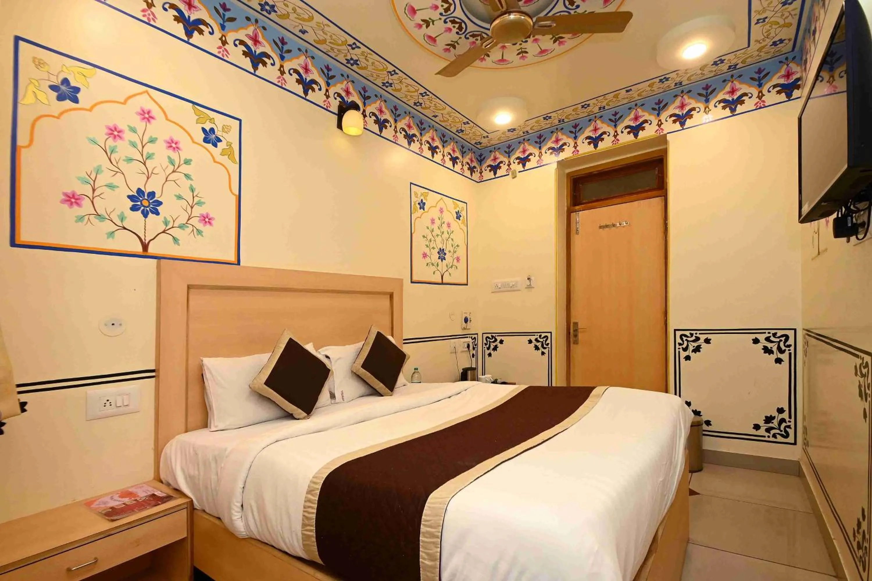 Bed in Virasat Mahal Heritage Hotel-Jaipur City Center
