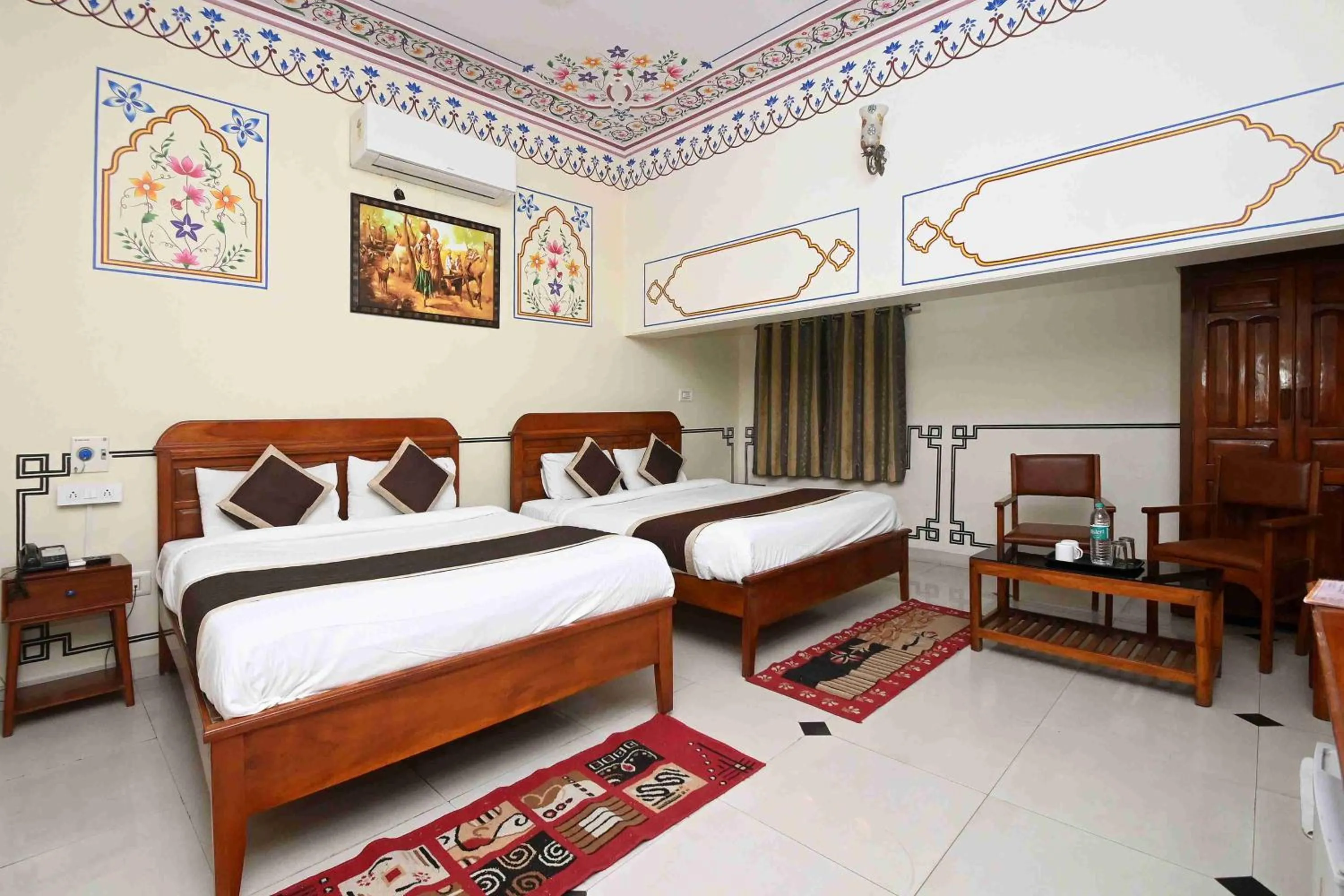 Bed in Virasat Mahal Heritage Hotel-Jaipur City Center