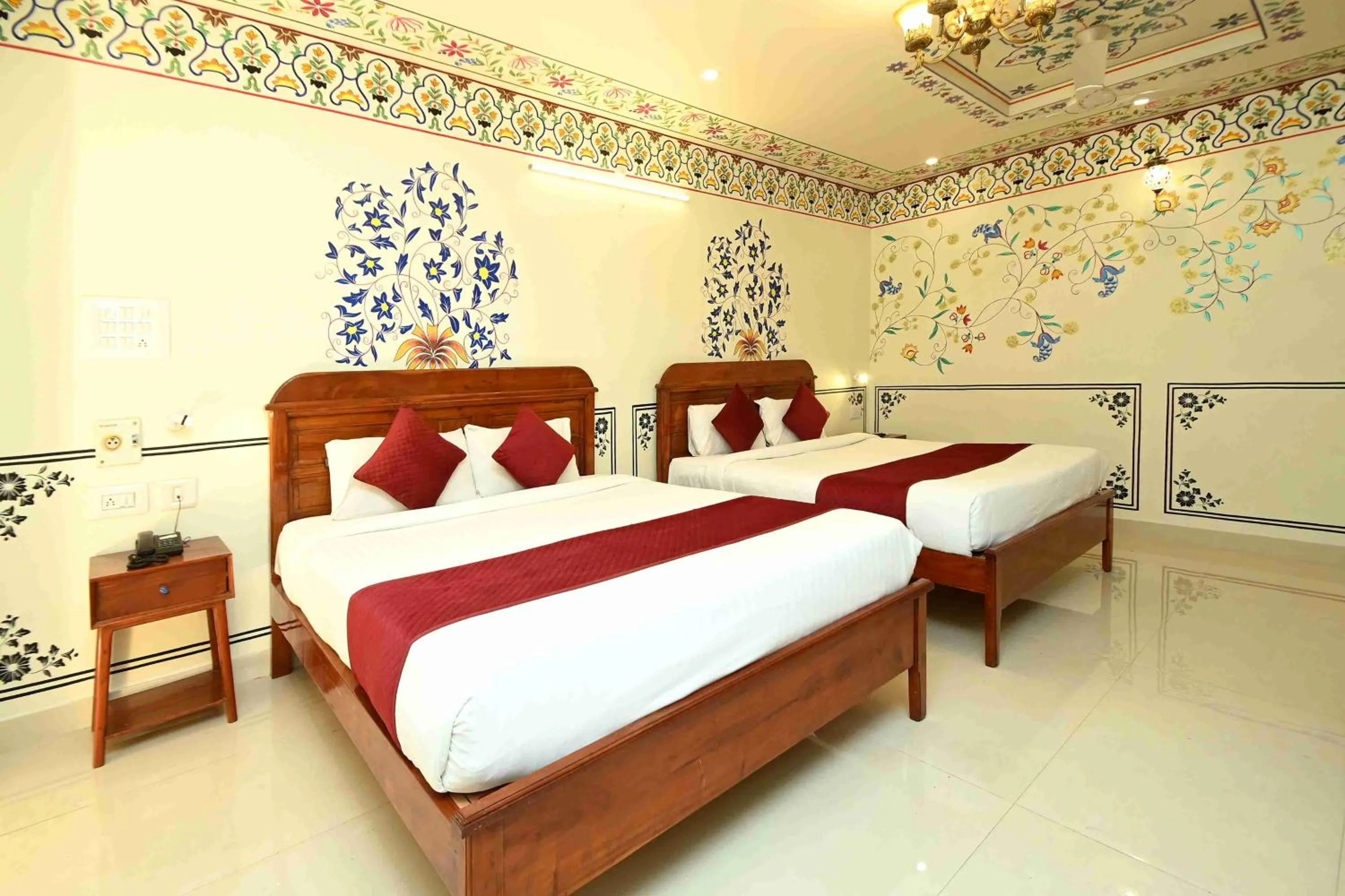 Bed in Virasat Mahal Heritage Hotel-Jaipur City Center