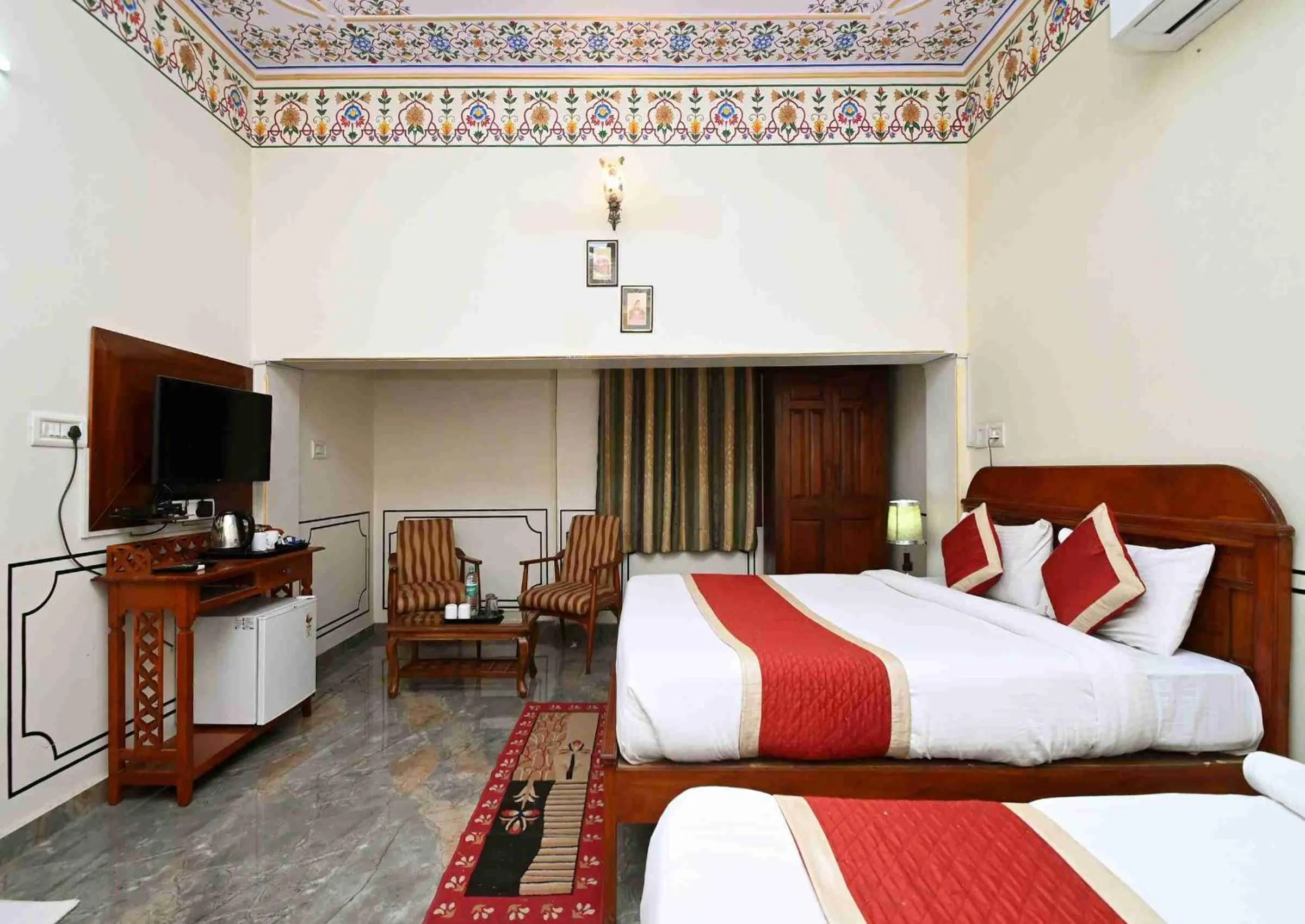 Bed in Virasat Mahal Heritage Hotel-Jaipur City Center