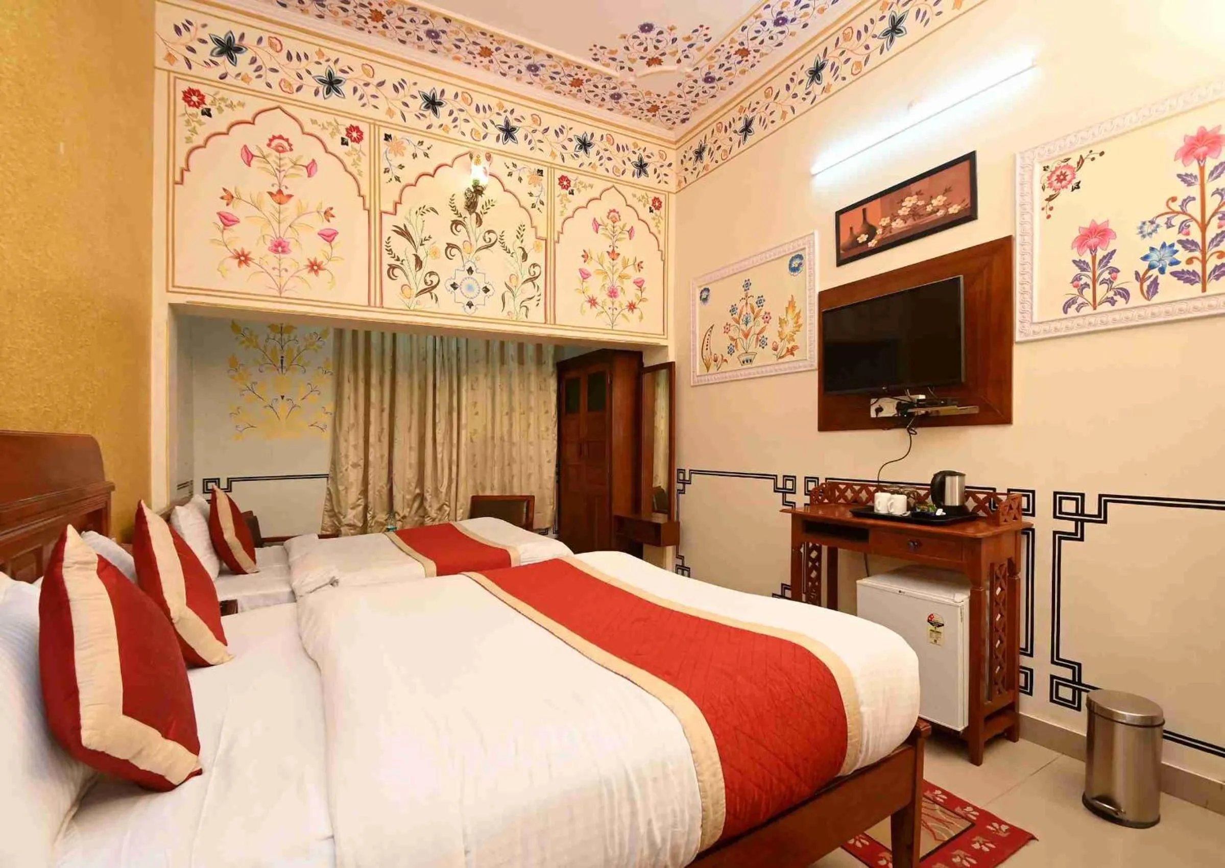 Bed in Virasat Mahal Heritage Hotel-Jaipur City Center