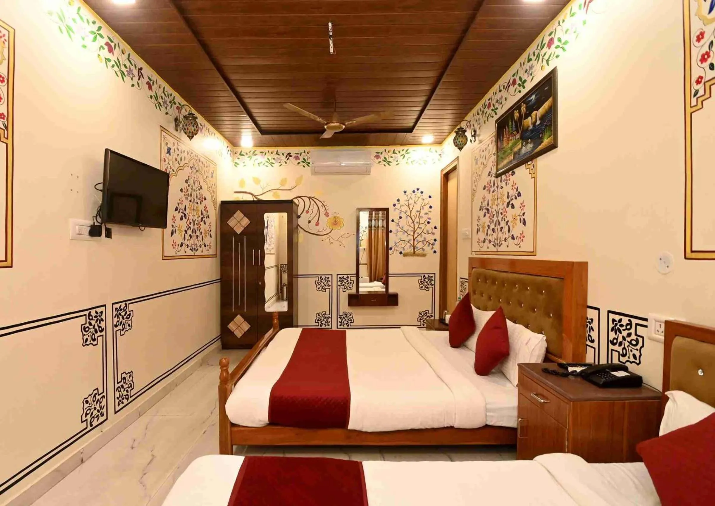 Bed in Virasat Mahal Heritage Hotel-Jaipur City Center